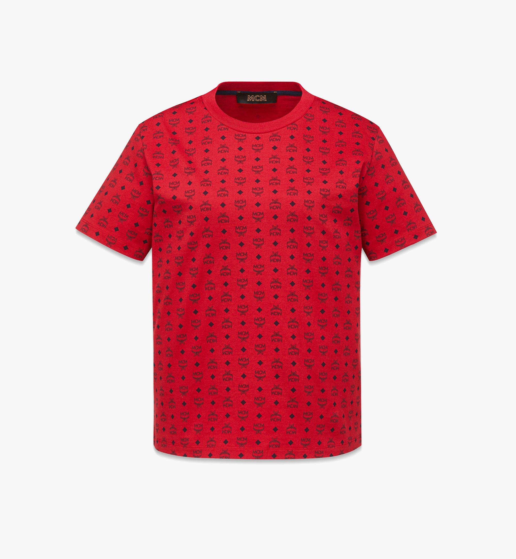 Shop Mcm Visetos Print T-shirt In Organic Cotton In Candy Red