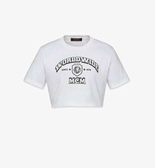 MCM Worldwide Print Cropped T-Shirt in Organic Cotton