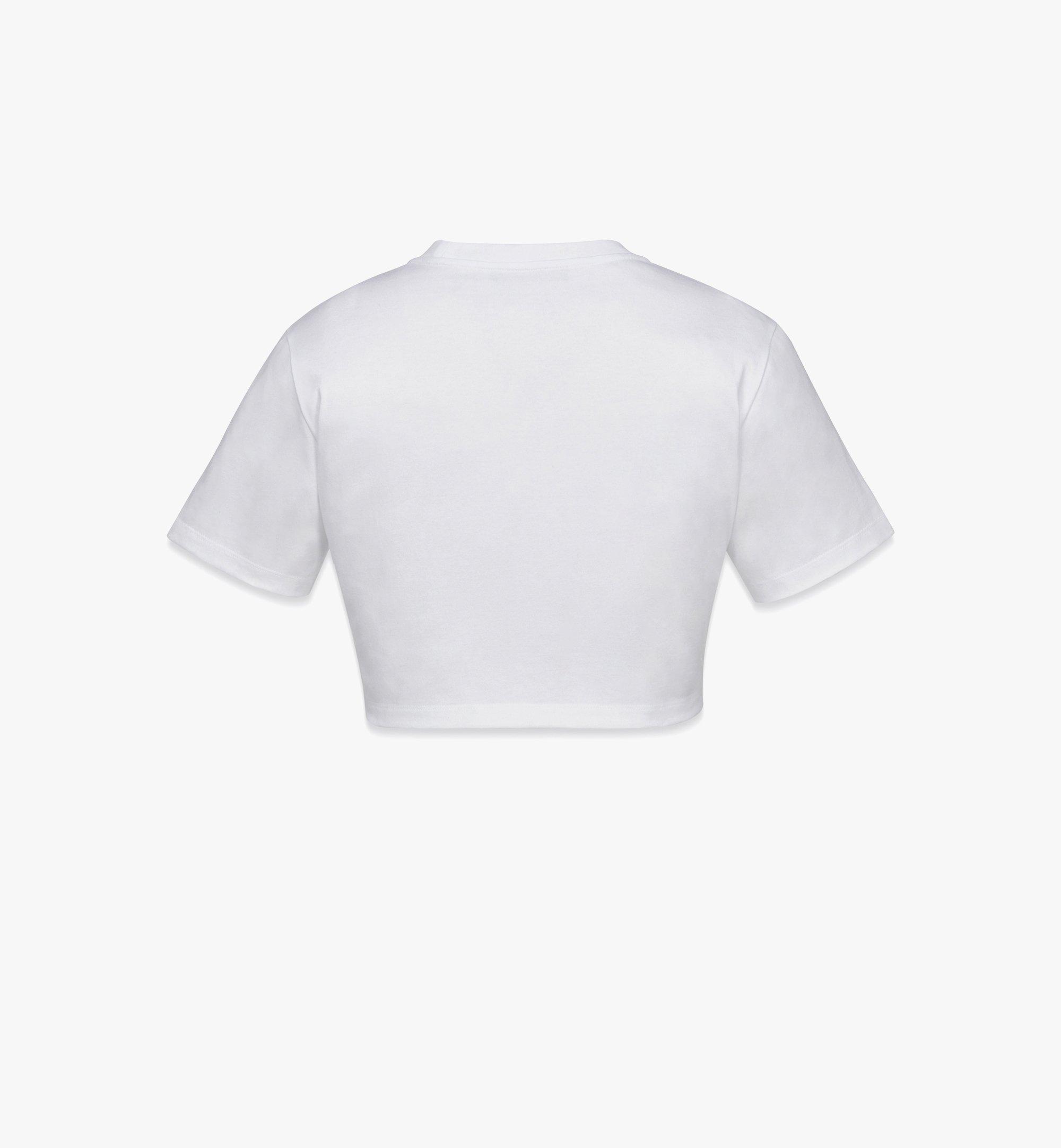 MCM MCM Worldwide Print Cropped T-Shirt in Organic Cotton White MFTDAMM09WT00M Alternate View 1