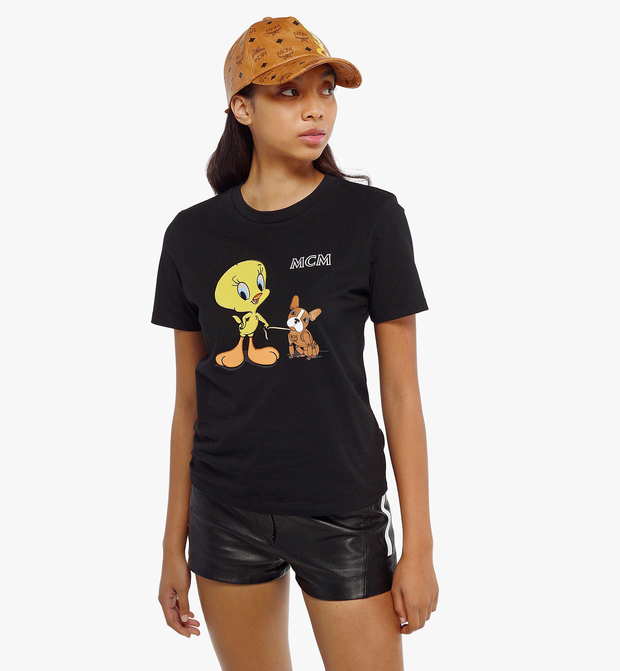 Medium Women's Looney Tunes x MCM T-Shirt in Organic Cotton Black