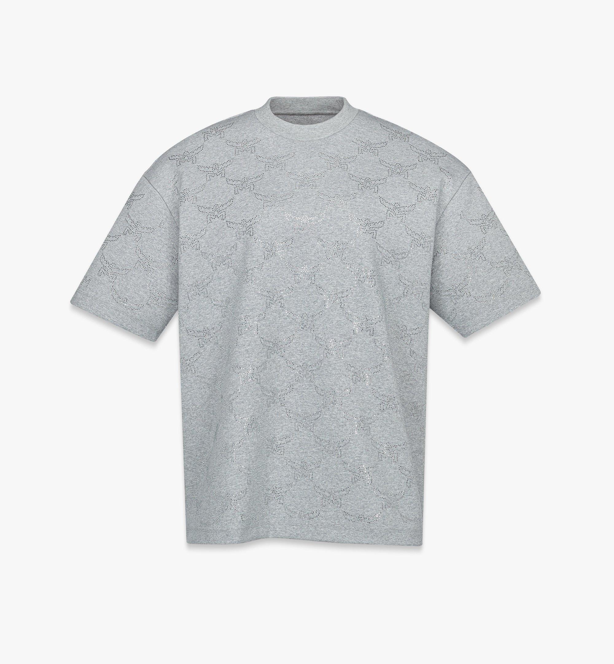 MCM T-shirt monogrammé à cristaux en point de Rome Grey MFTEAMM04ET00S Plus de photos 1