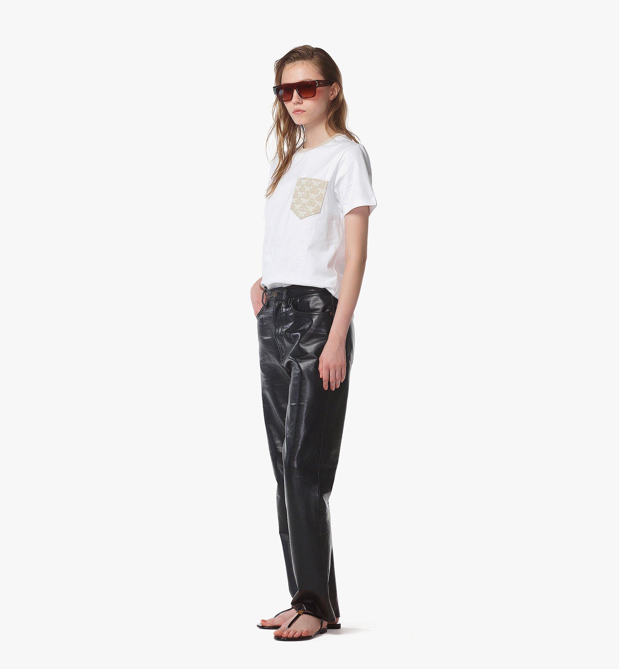 MCM T-Shirt aus Bio-Baumwolle mit Jacquard-Tasche Beige MFTFSMM07I900M Noch mehr sehen 2
