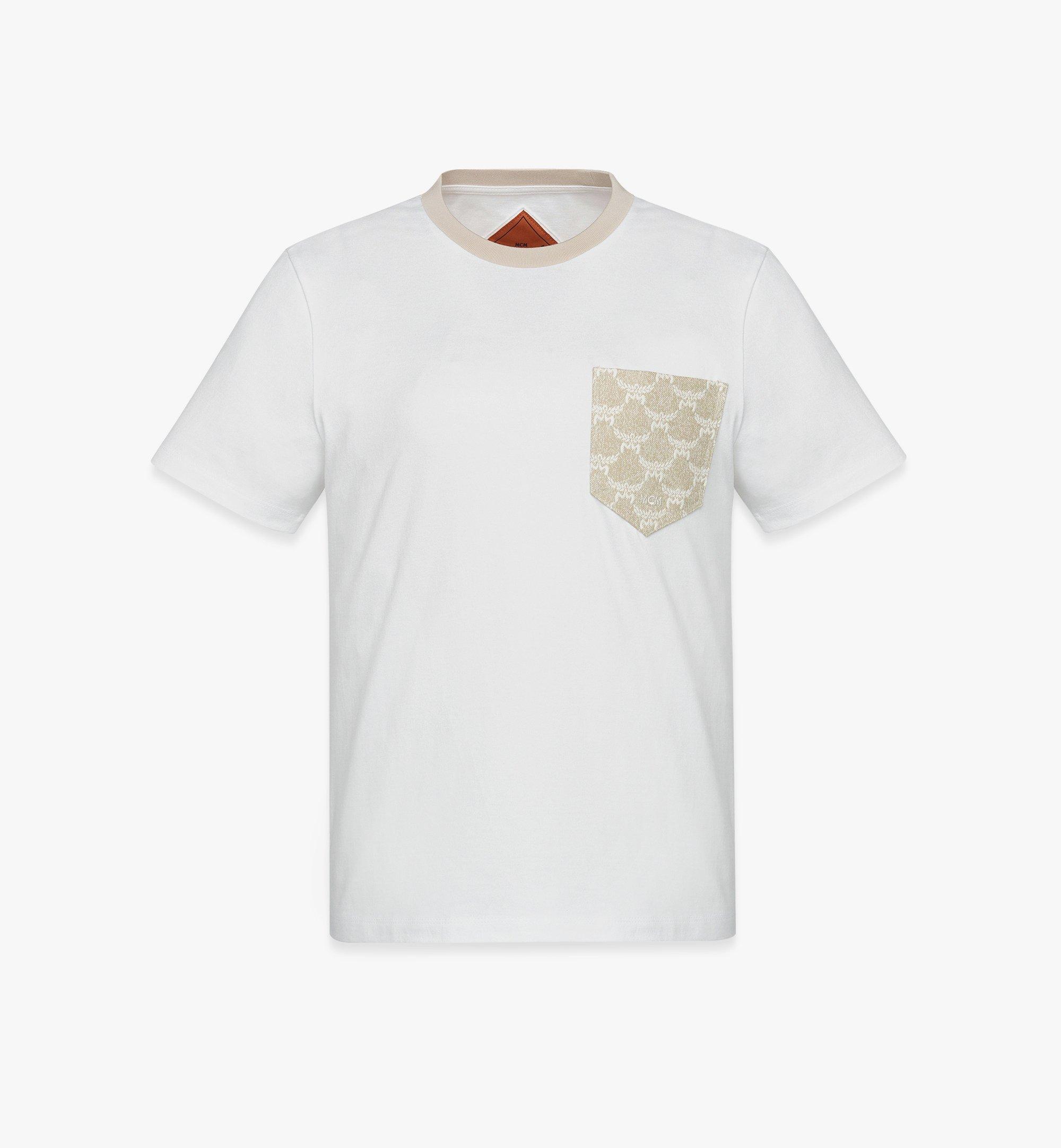 MCM Jacquard Pocket T-Shirt in Organic Cotton Beige MFTFSMM07I90XL Alternate View 1