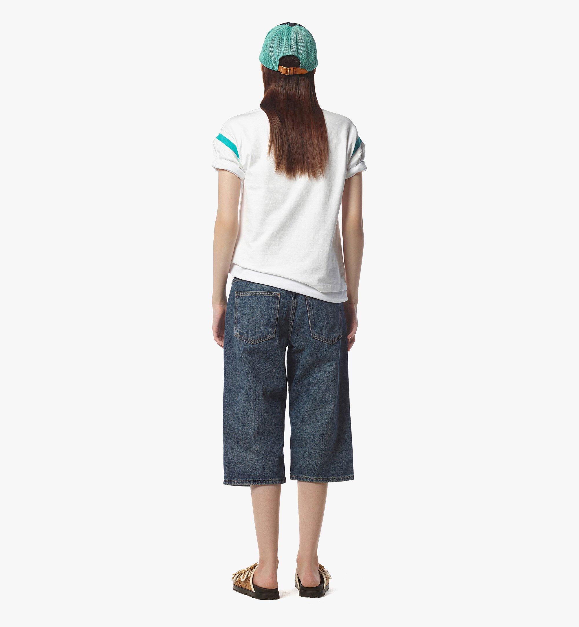 MCM Palm Logo T-Shirt in Organic Cotton Blue MFTFSMM121B00L Alternate View 3