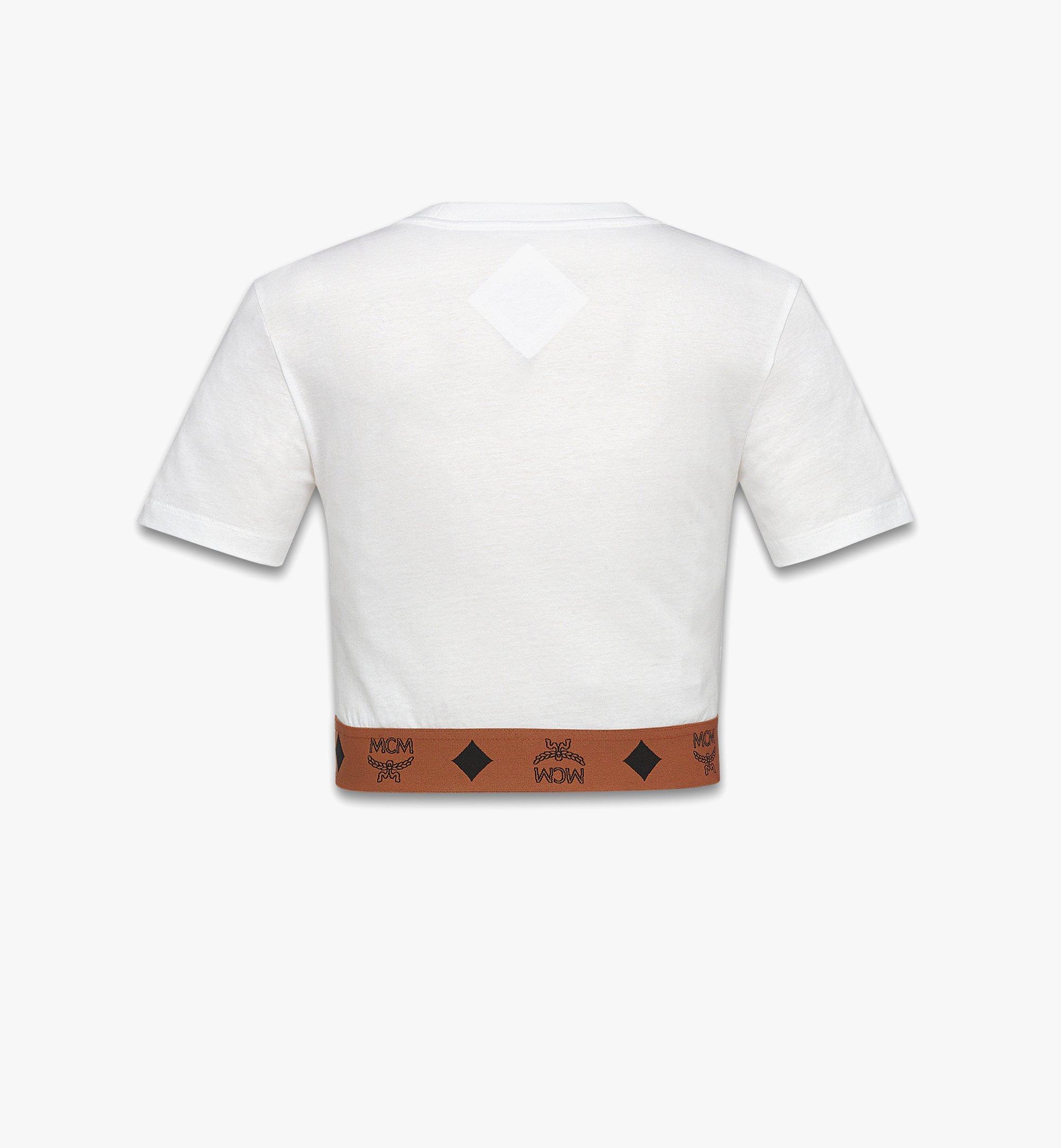 MCM Monogram Cropped T-Shirt in Organic Cotton White MFTGSMM05WT0XL Alternate View 1