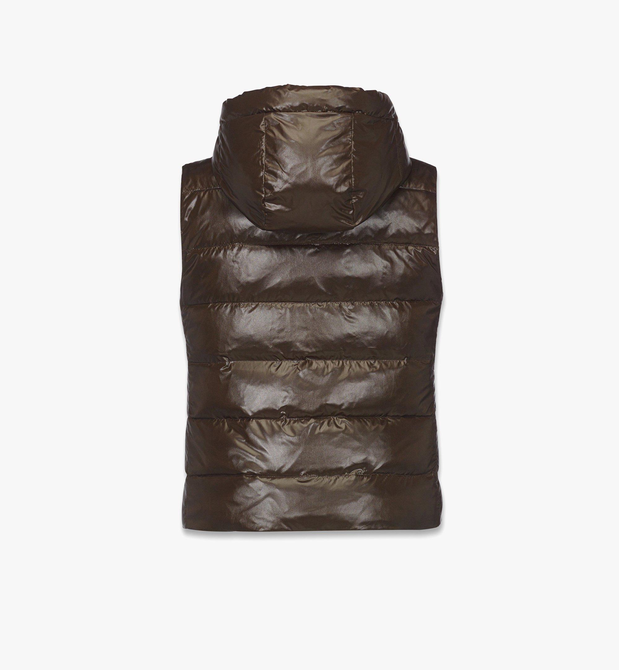 MCM Puffer Vest With Detachable Hood in Recycled Nylon Brown MFVFAMM01NR00L Alternate View 1