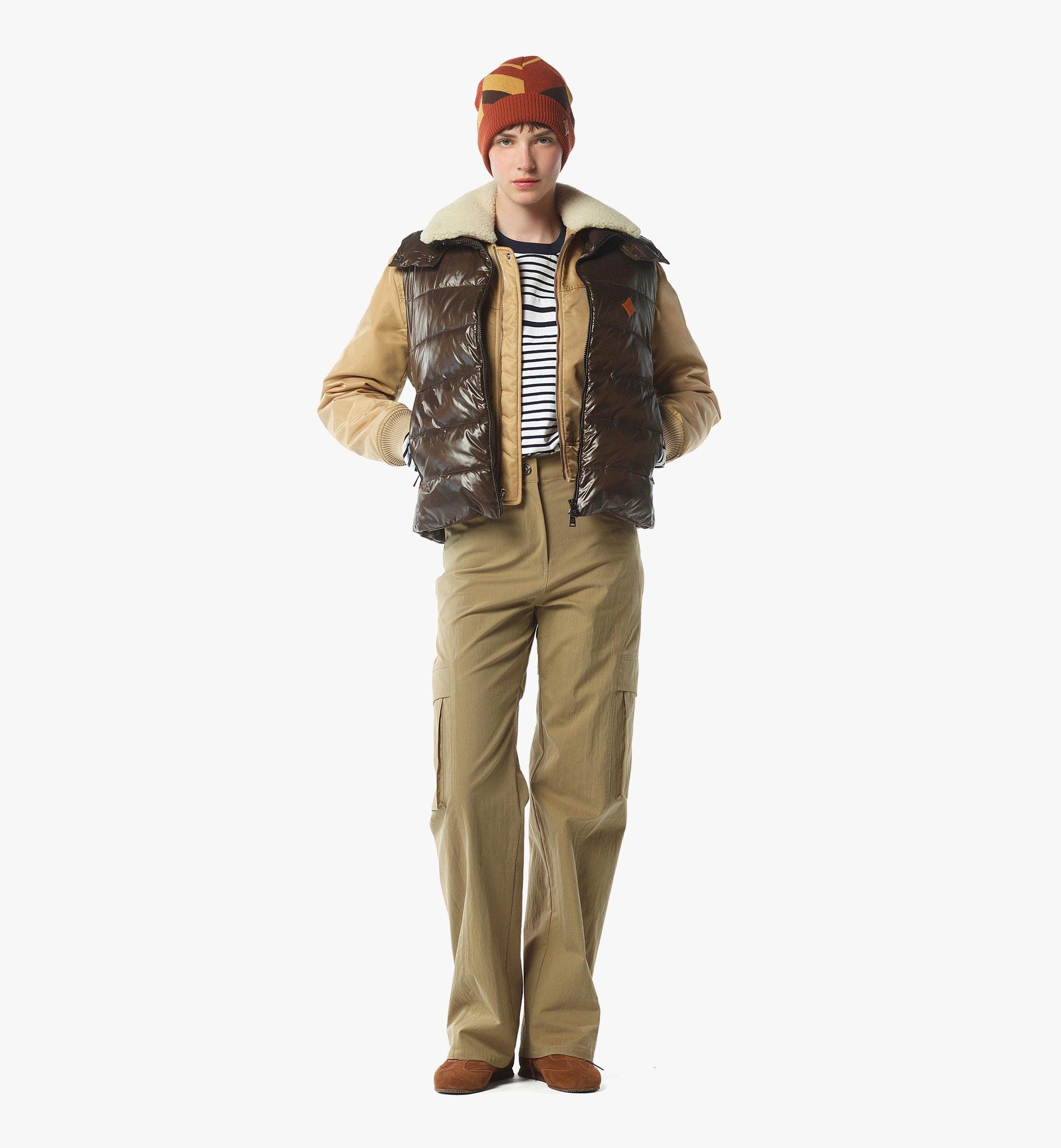 MCM Puffer Vest With Detachable Hood in Recycled Nylon Brown MFVFAMM01NR00M Alternate View 2