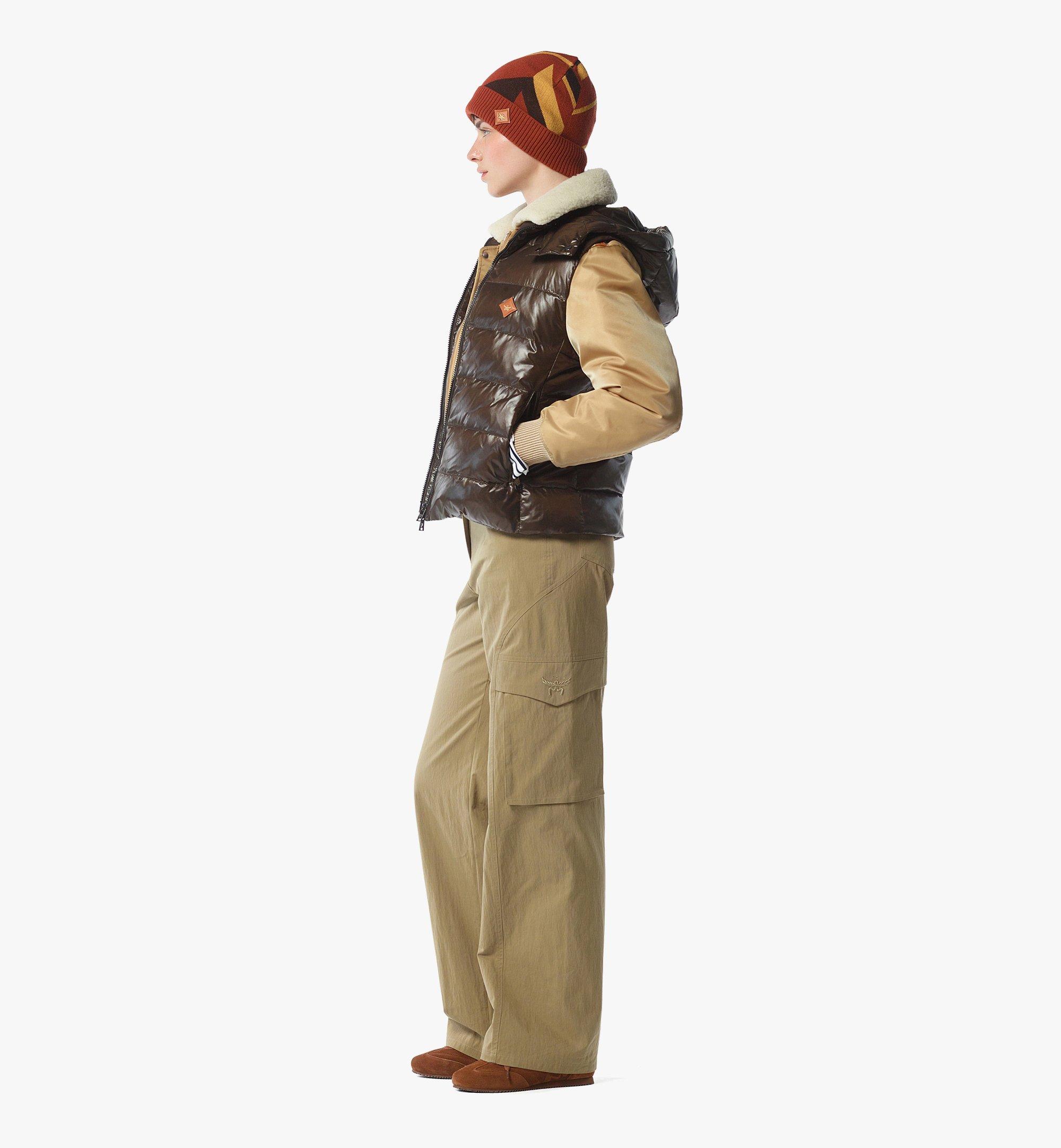 MCM Puffer Vest With Detachable Hood in Recycled Nylon Brown MFVFAMM01NR00S Alternate View 2