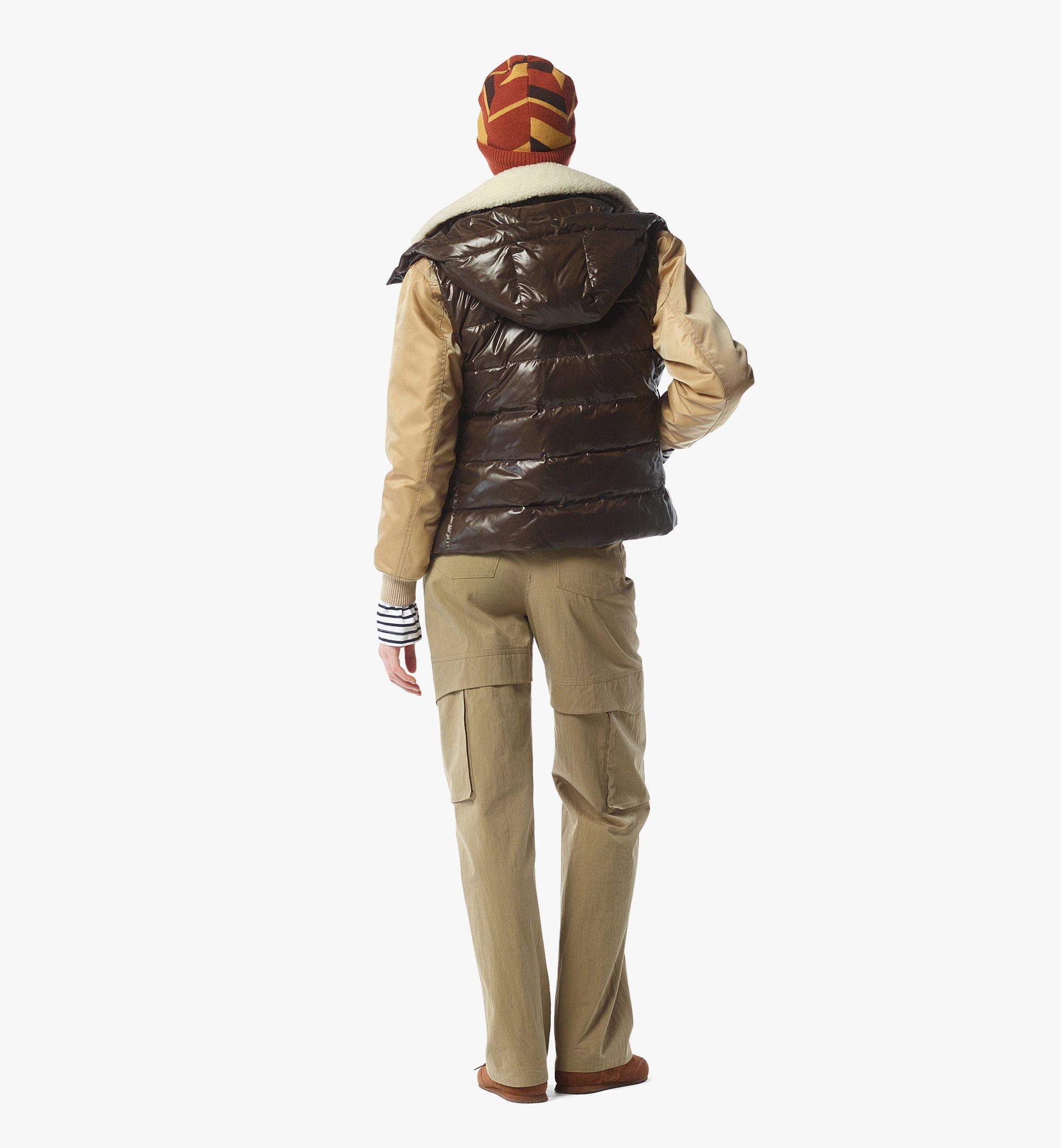 MCM Puffer Vest With Detachable Hood in Recycled Nylon Brown MFVFAMM01NR00S Alternate View 3