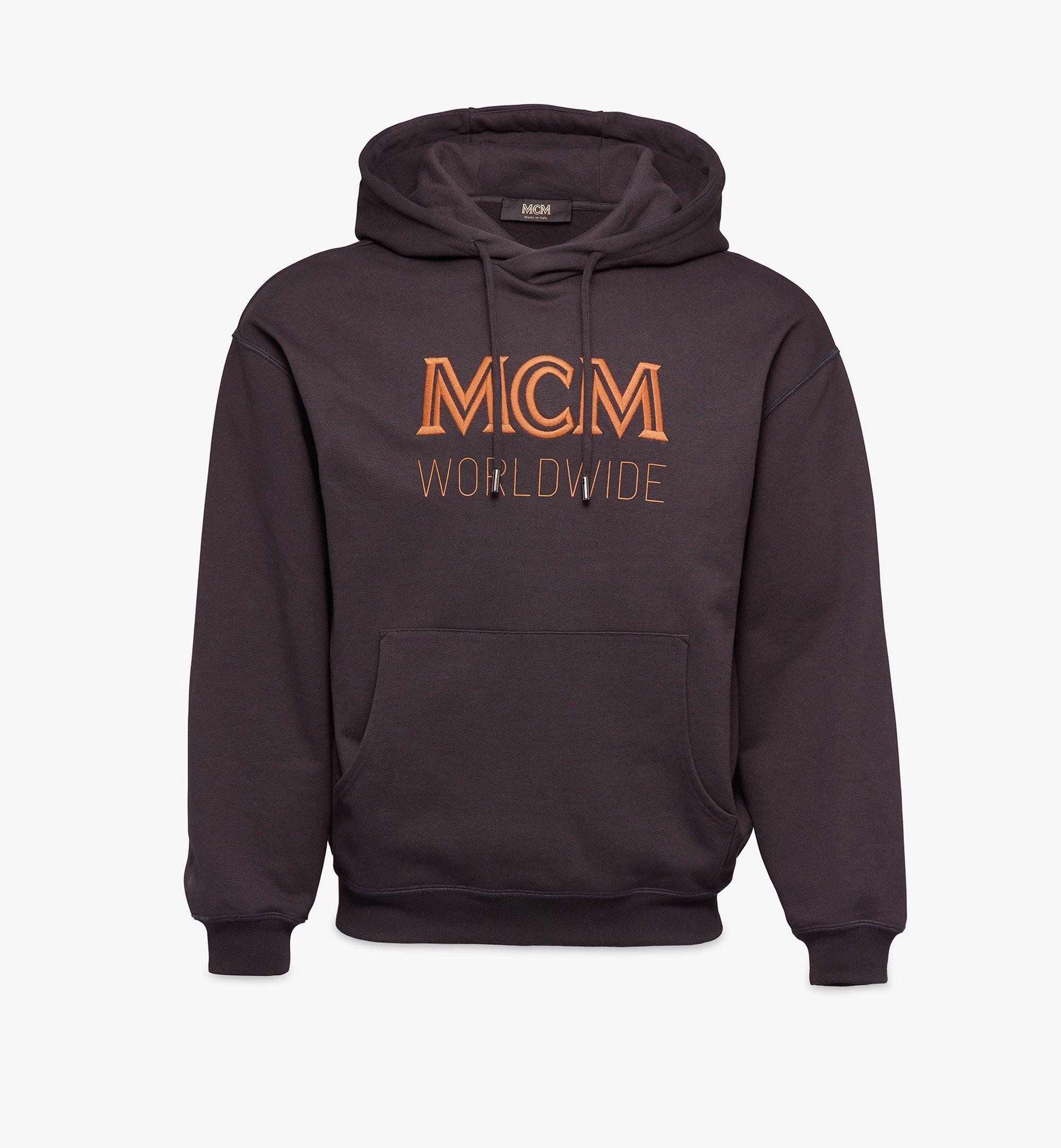 Medium เสื้อมีฮู้ดสำหรับผู้ชายพิมพ์ลายโลโก้ สีดำ | MCM ®TH