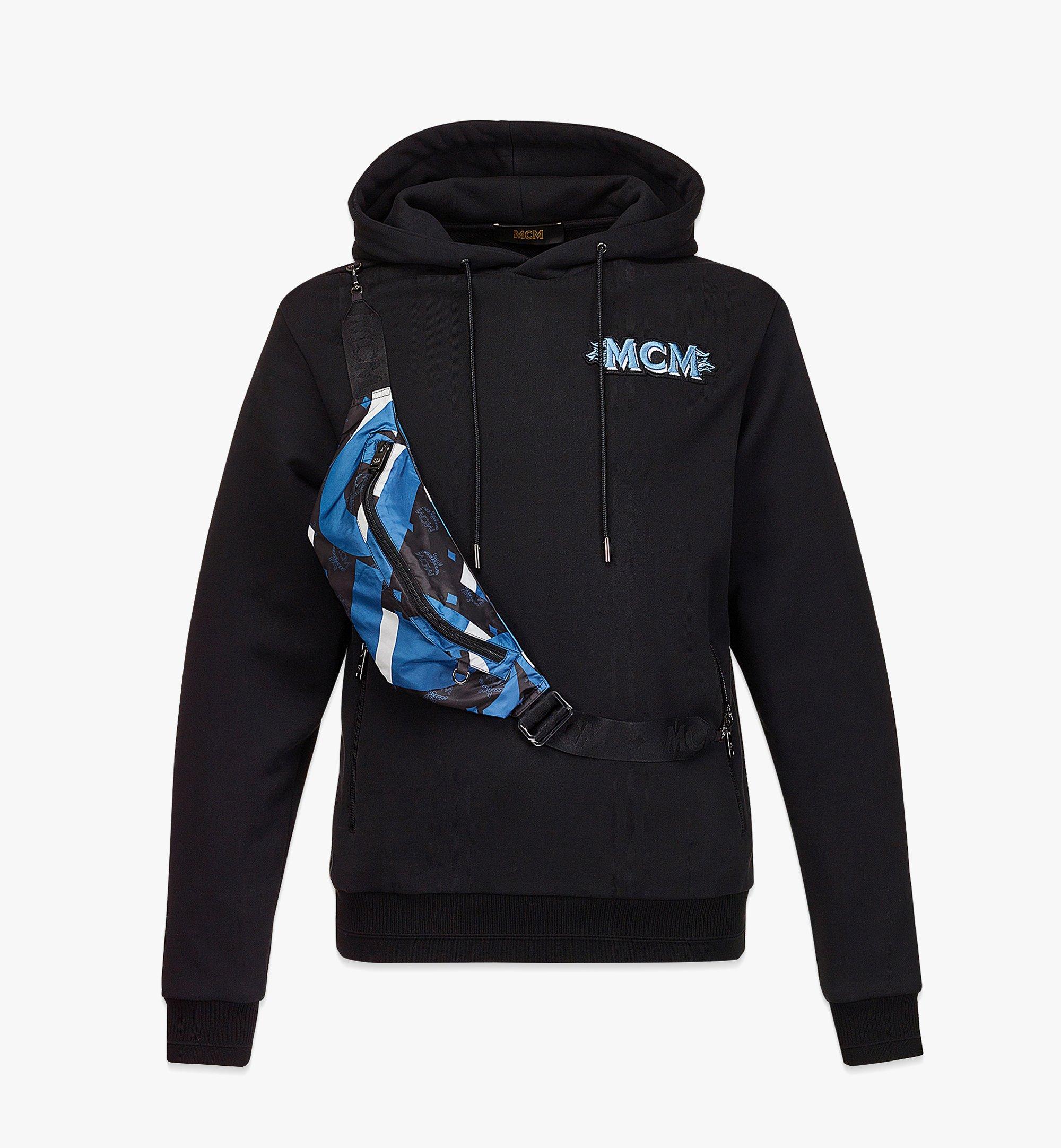 MCM Men’s Logo Hoodie w/ Wave Visetos Belt Bag Blue MHABASX02H90XL Alternate View 1