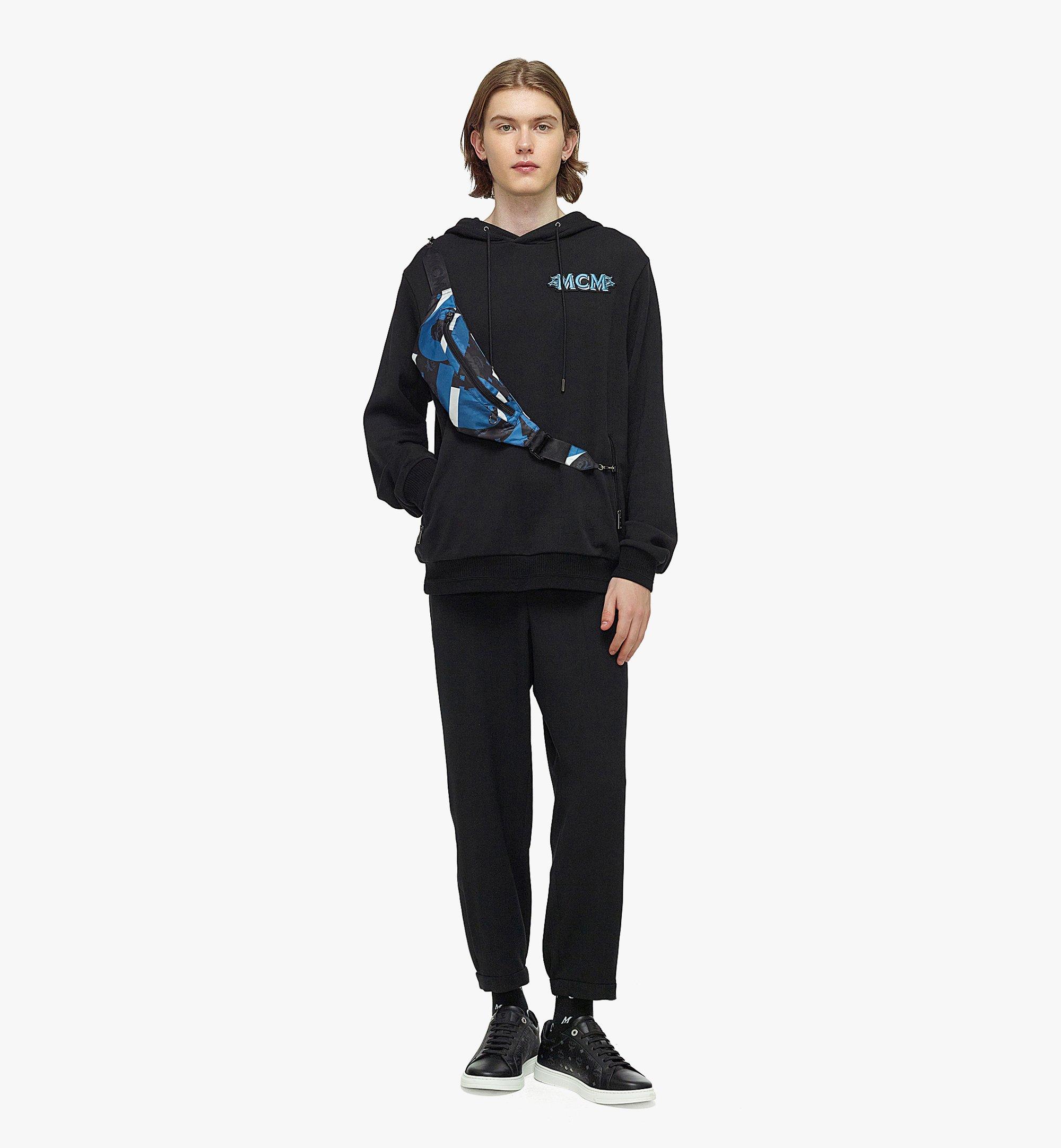 MCM Men’s Logo Hoodie w/ Wave Visetos Belt Bag Blue MHABASX02H90XL Alternate View 3