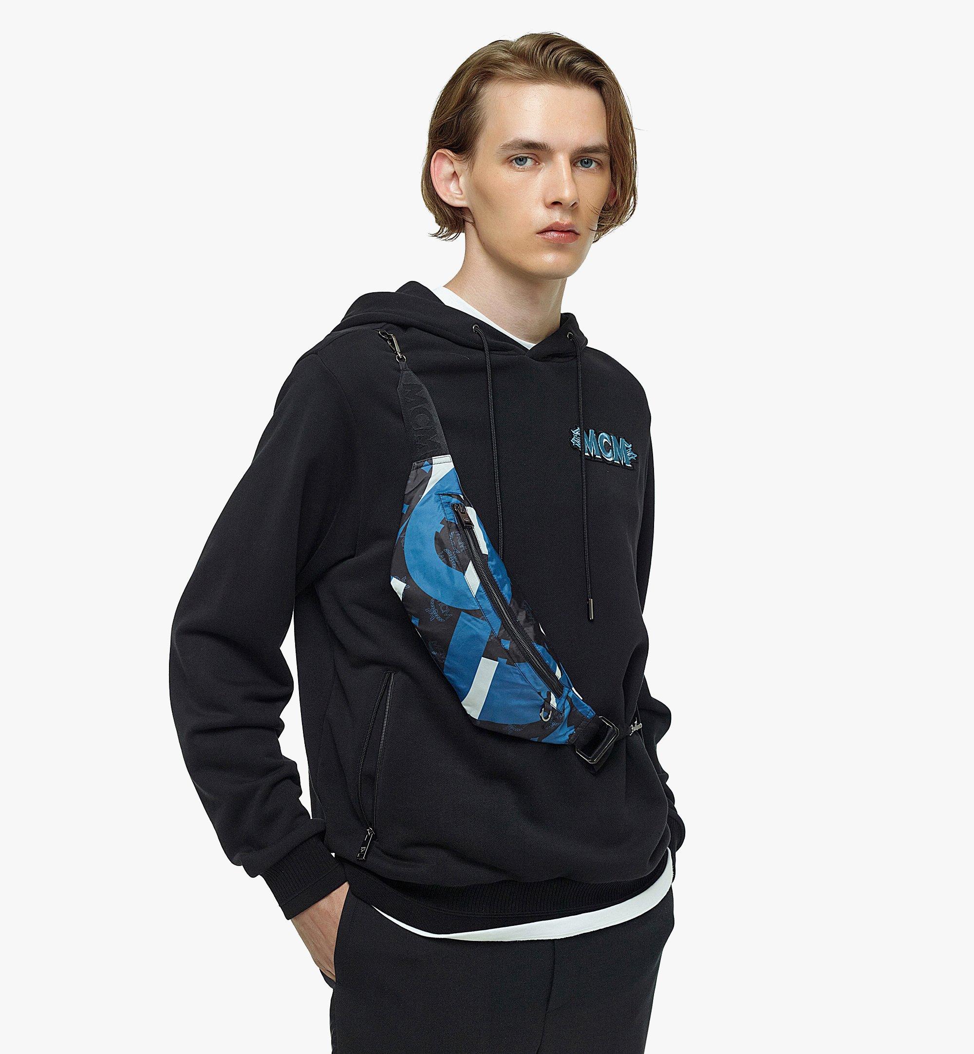 MCM Men’s Logo Hoodie w/ Wave Visetos Belt Bag Blue MHABASX02H90XL Alternate View 2