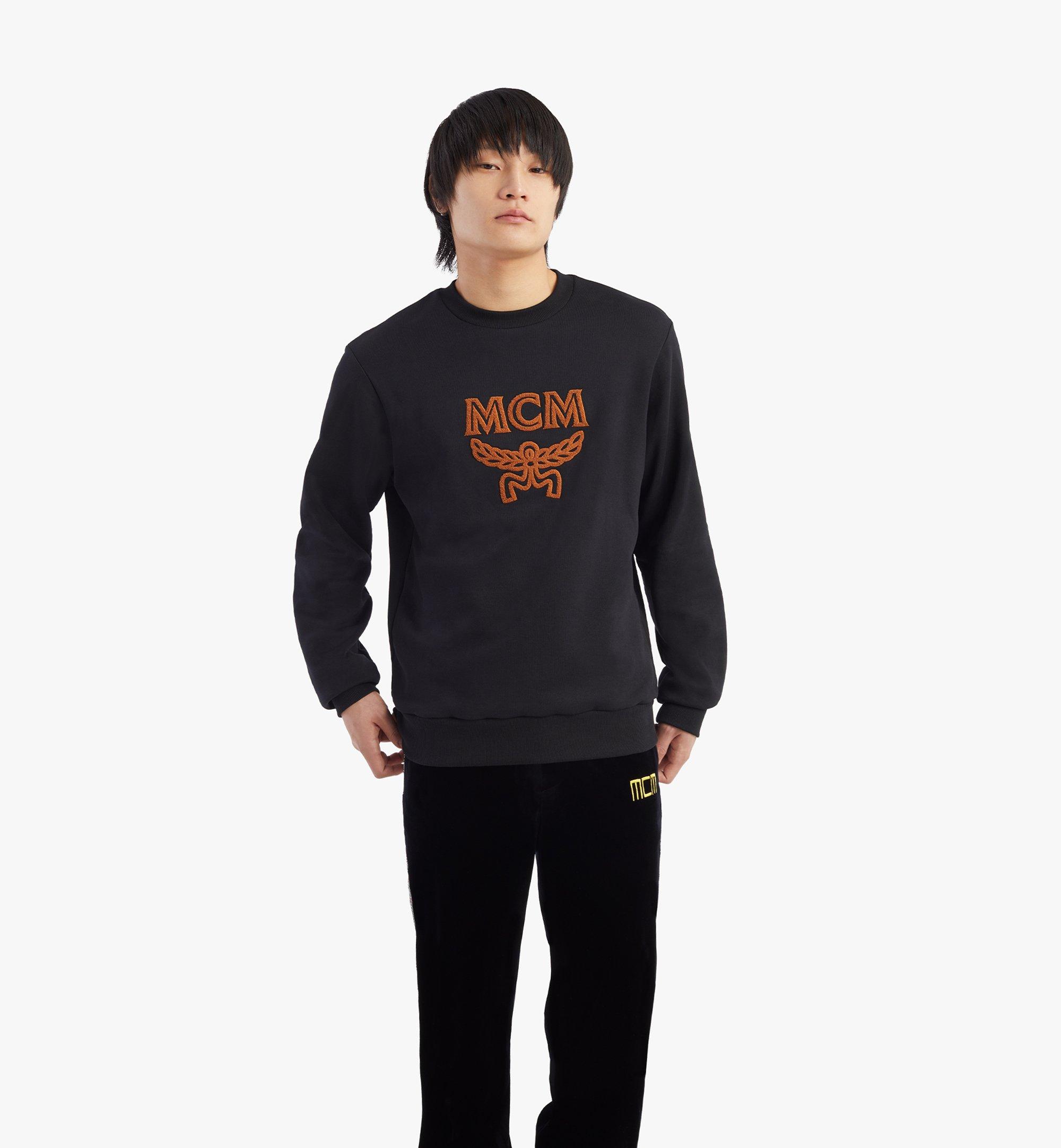 MCM Men’s Classic Logo Sweatshirt in Organic Cotton Black MHABSMM06B200L Alternate View 2