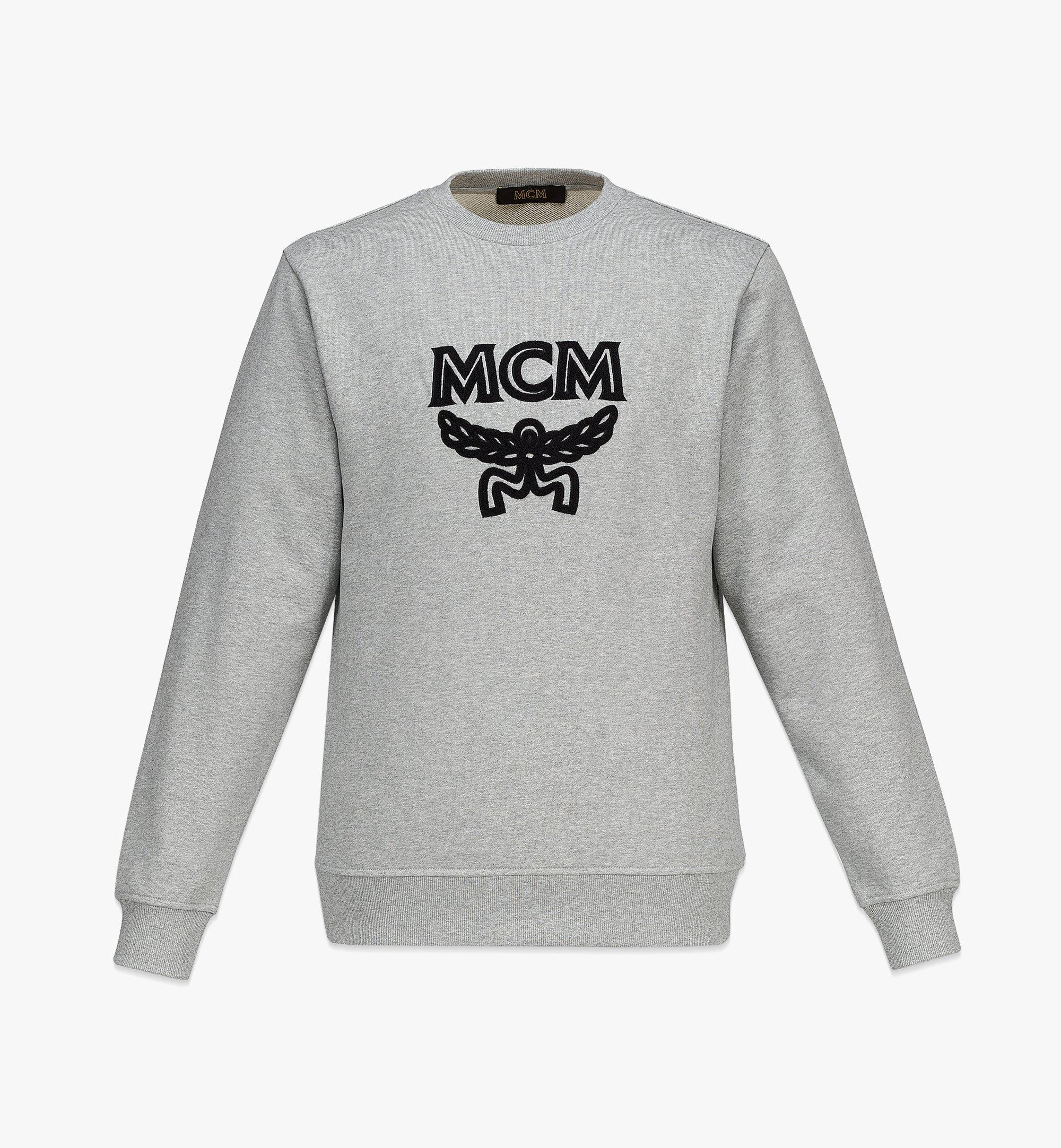 Large Men s Classic Logo Sweatshirt in Organic Cotton Grey MCM CN