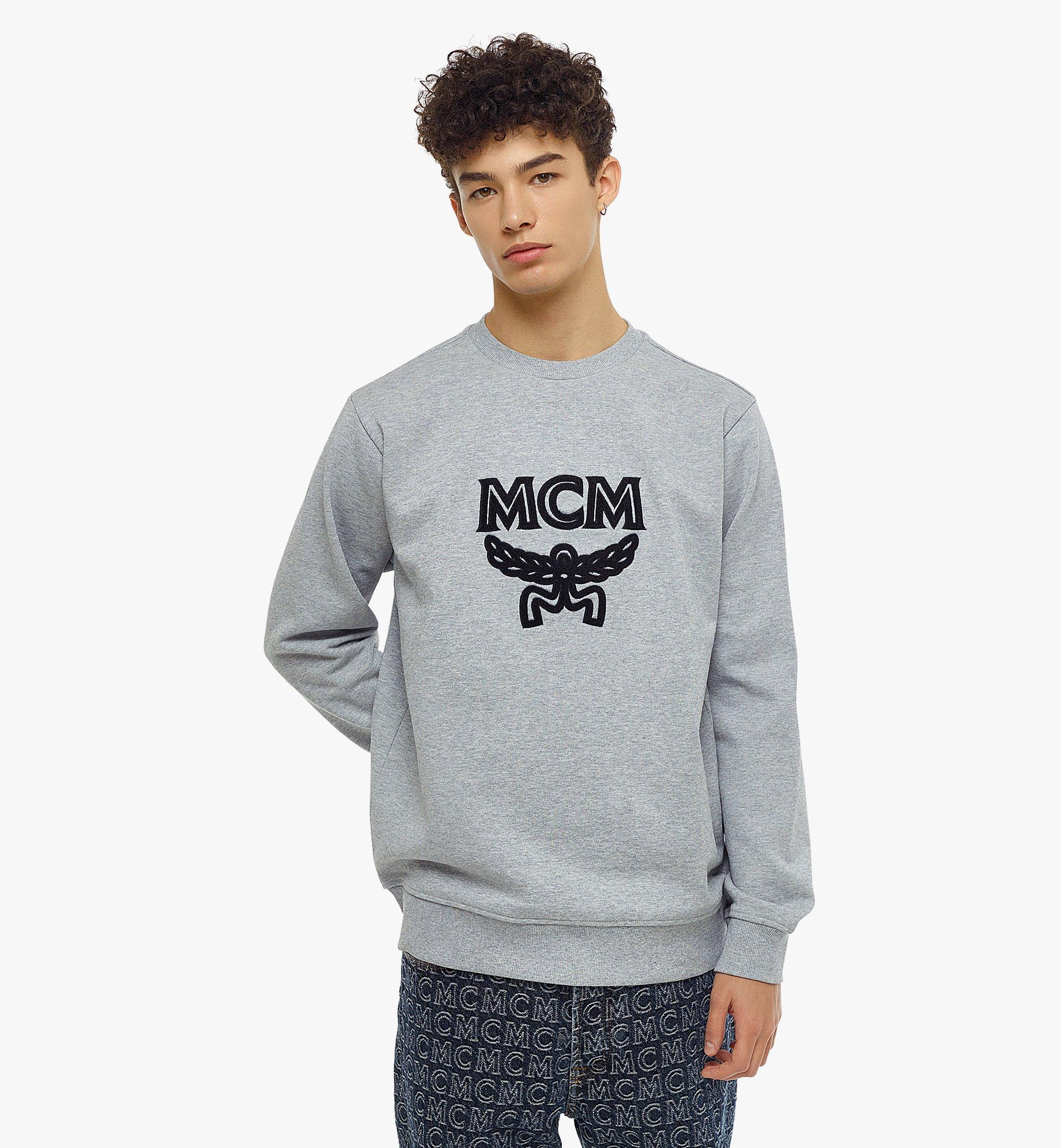 MCM Men’s Classic Logo Sweatshirt in Organic Cotton Grey MHABSMM06EH00L Alternate View 3