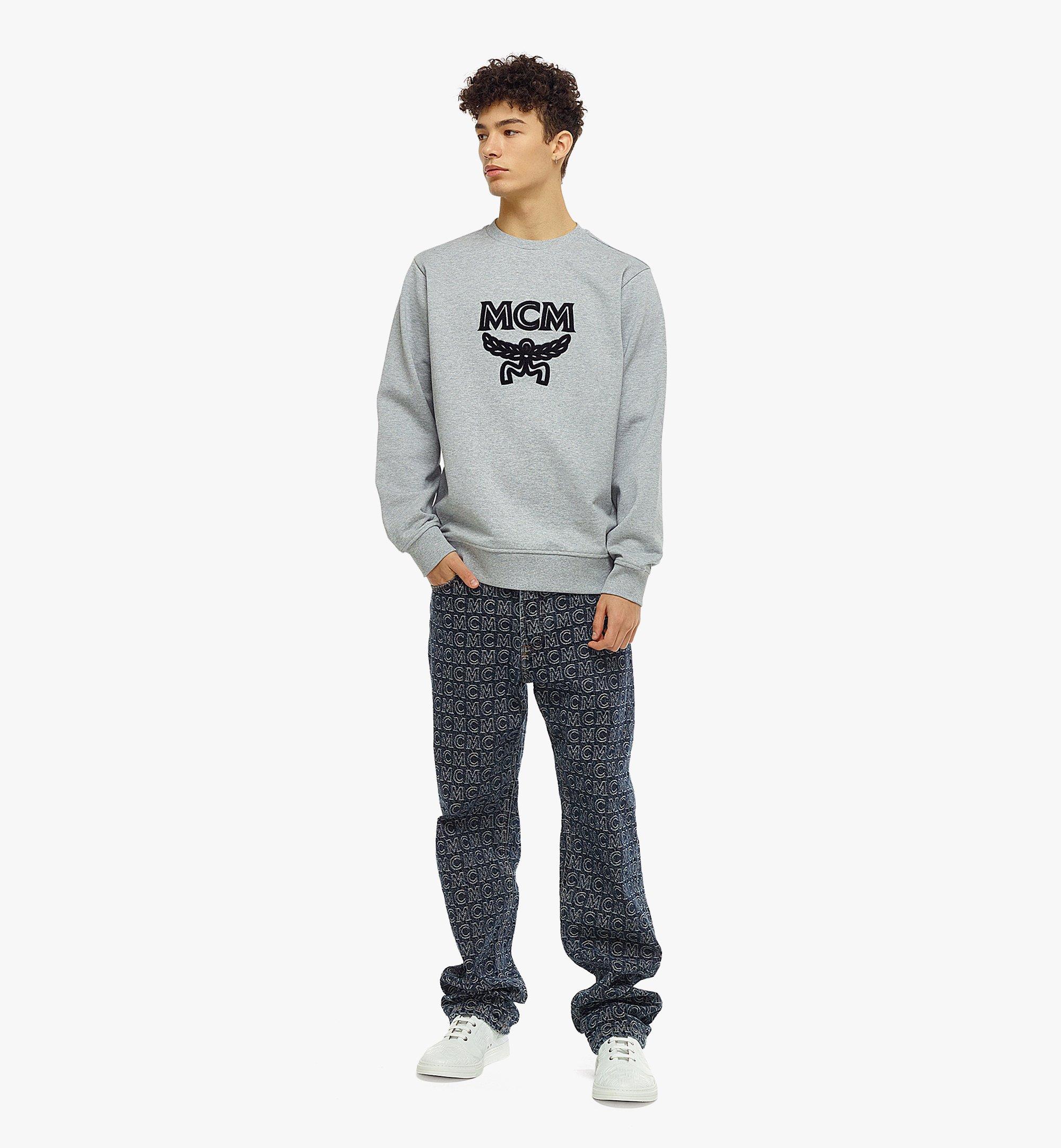 MCM Men’s Classic Logo Sweatshirt in Organic Cotton Grey MHABSMM06EH2XL Alternate View 2