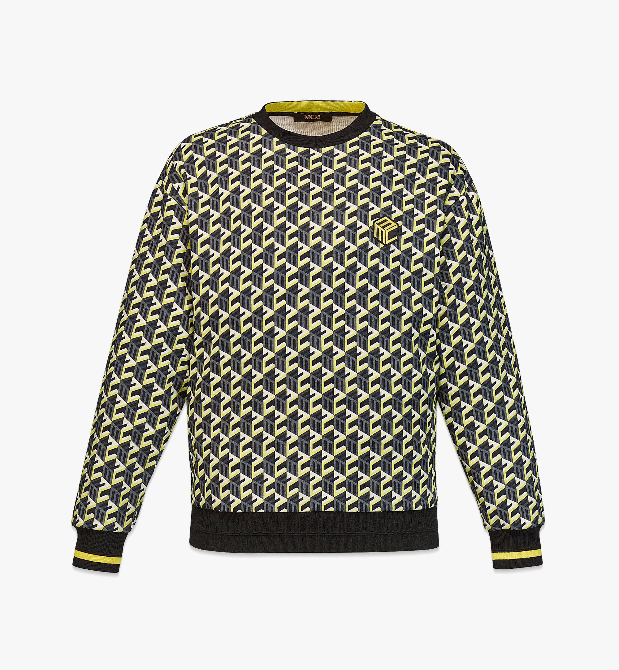 MCM Men’s Cubic Monogram Print Sweatshirt in Organic Cotton Yellow MHACSCK01YW00L Alternate View 1