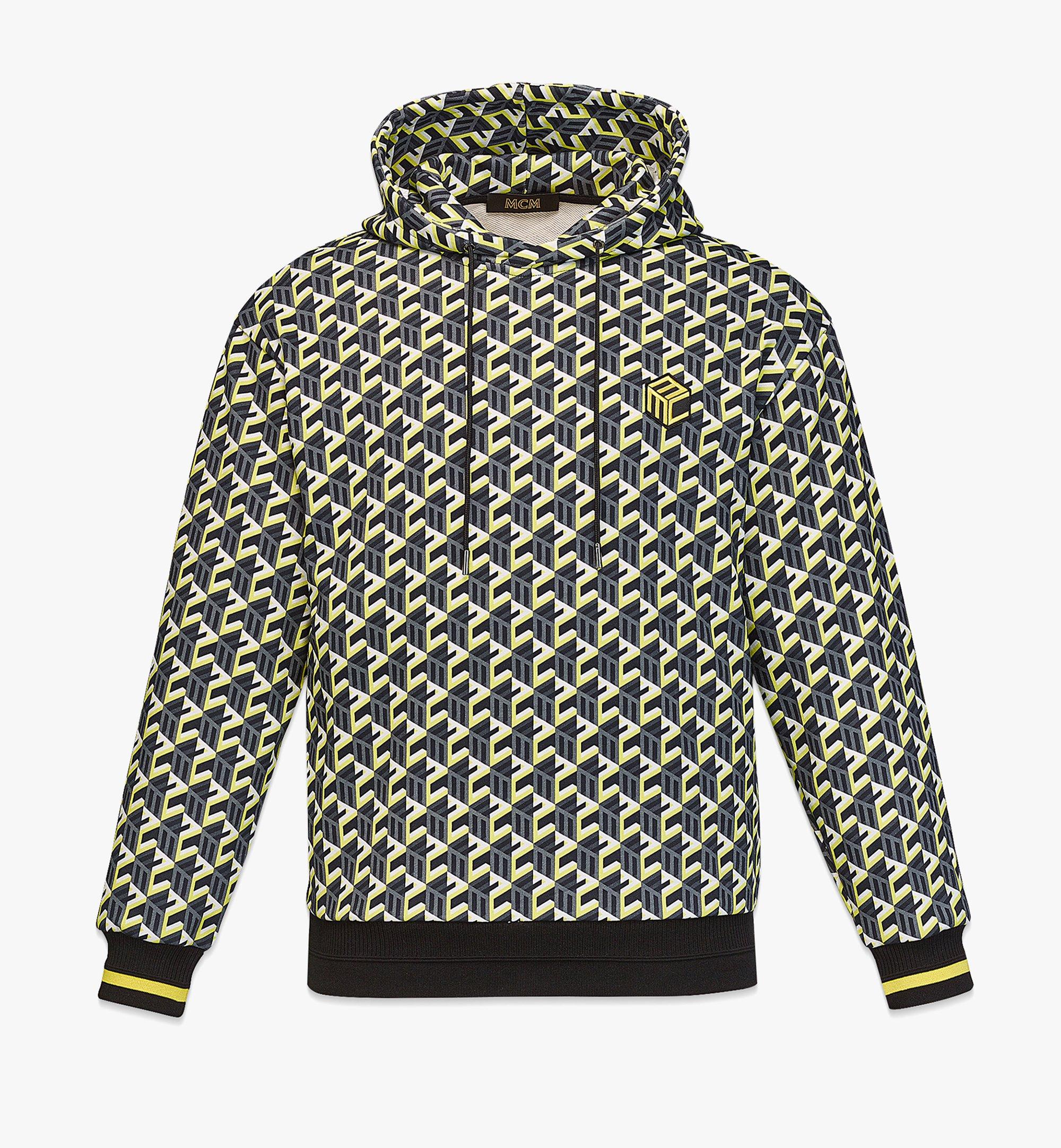 Large Men’s Cubic Monogram Print Hoodie in Organic Cotton Yellow | MCM ®TH