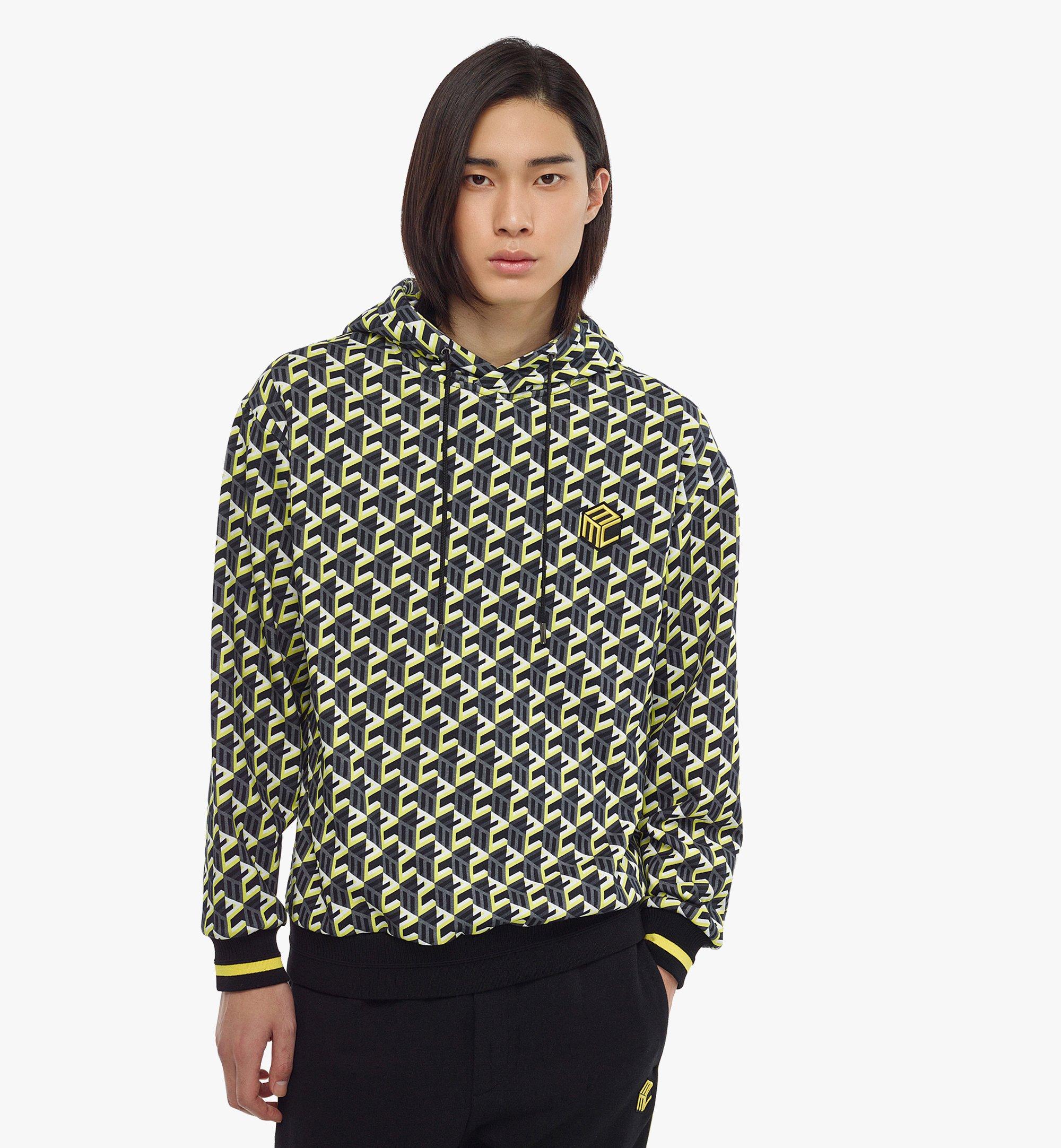 MCM Men’s Cubic Monogram Print Hoodie in Organic Cotton Yellow MHACSCK02YW2XL Alternate View 2