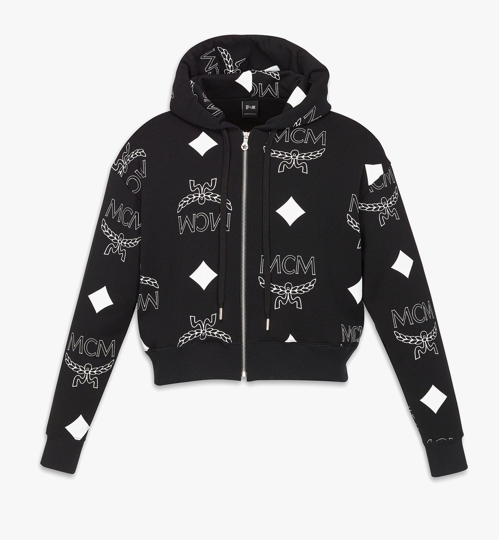 monogram print cotton hoodie