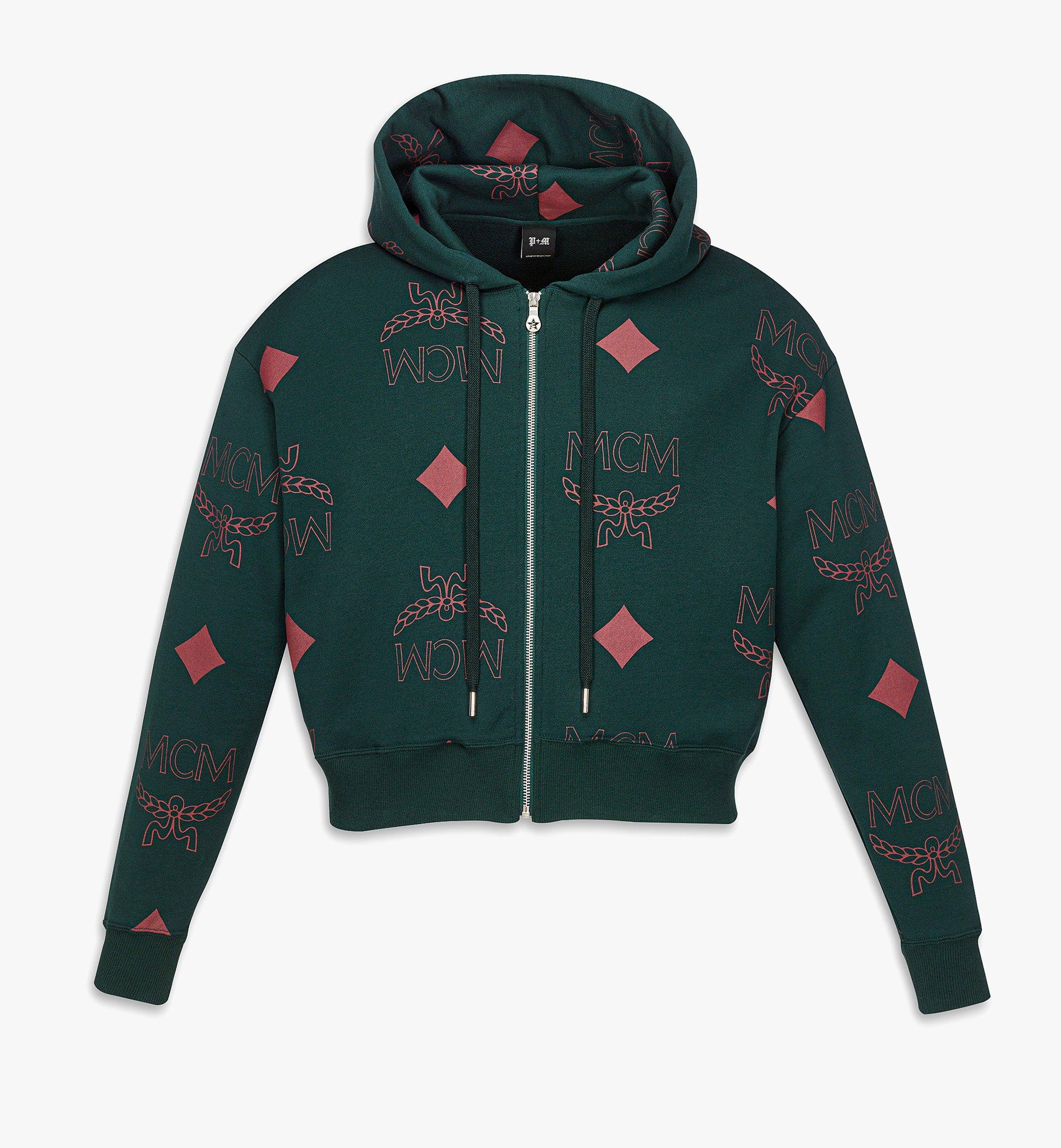 PHENOMENON+MCM Monogram Print Cropped Zip Hoodie