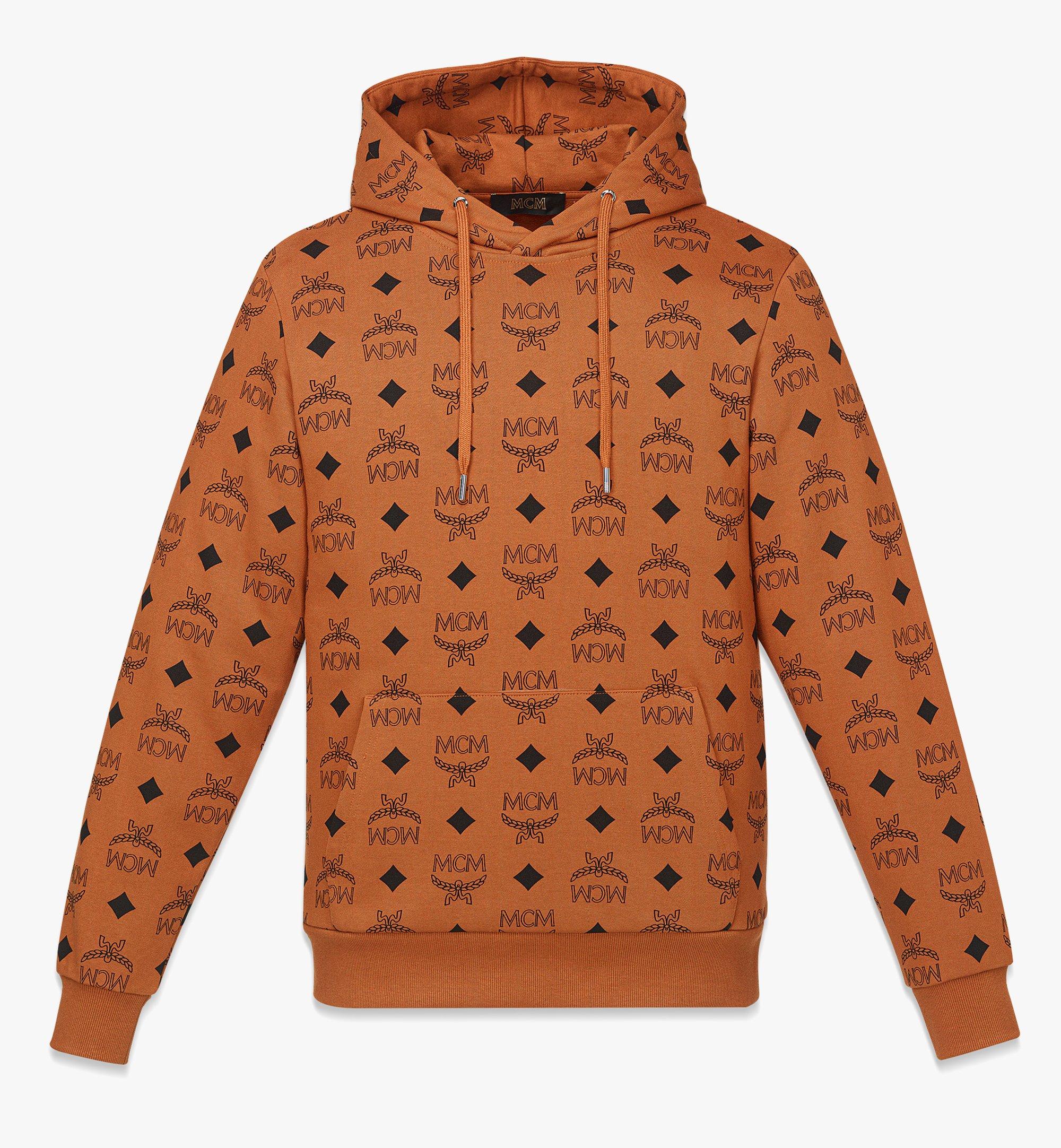 MCM Maxi Monogram Print Hoodie in Organic Cotton Cognac MHADAMM05CO2XL Alternate View 1