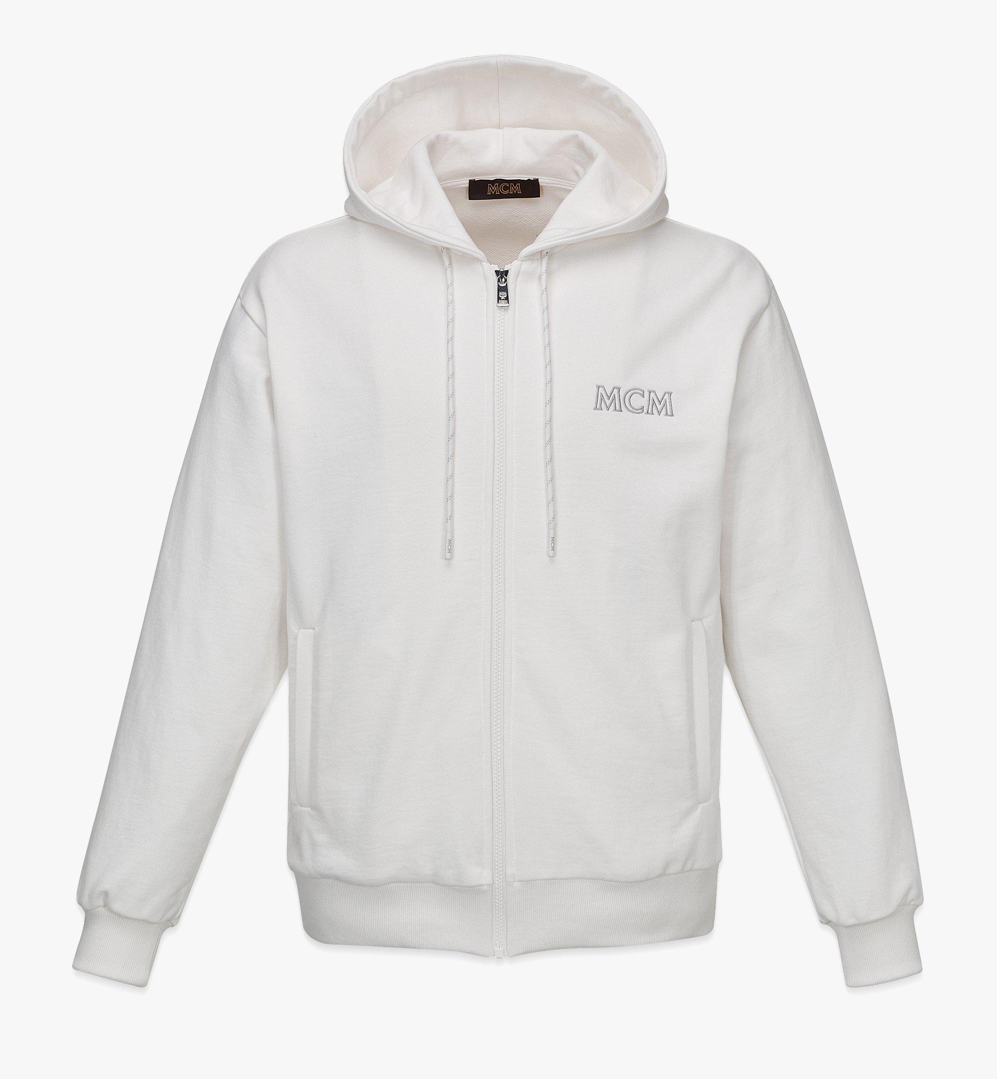MCM MCM Essentials メンズ ロゴ ジップフーディー - オーガニックコットン White MHADSBC01WG00M ほかの角度から見る 1