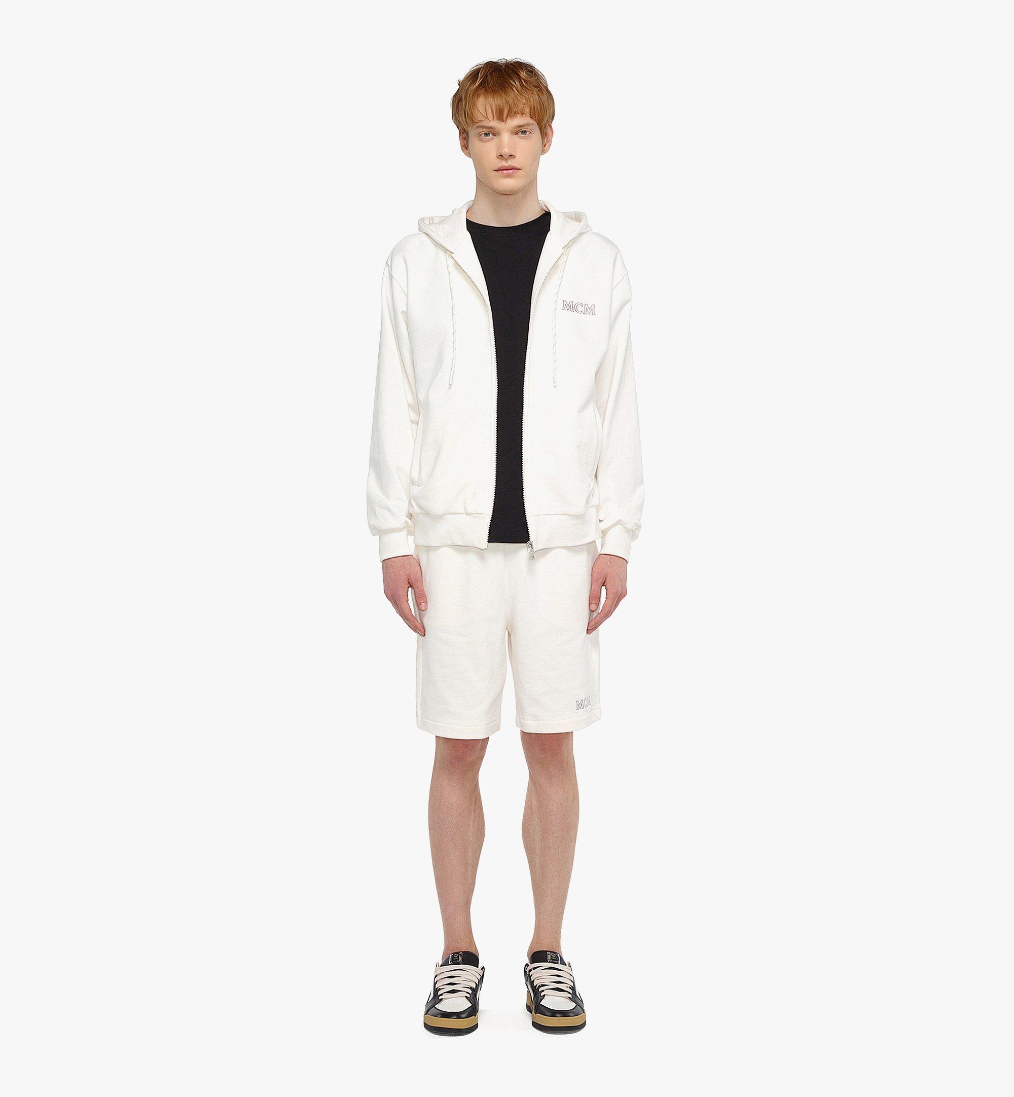 MCM MCM Essentials メンズ ロゴ ジップフーディー - オーガニックコットン White MHADSBC01WG00M ほかの角度から見る 2