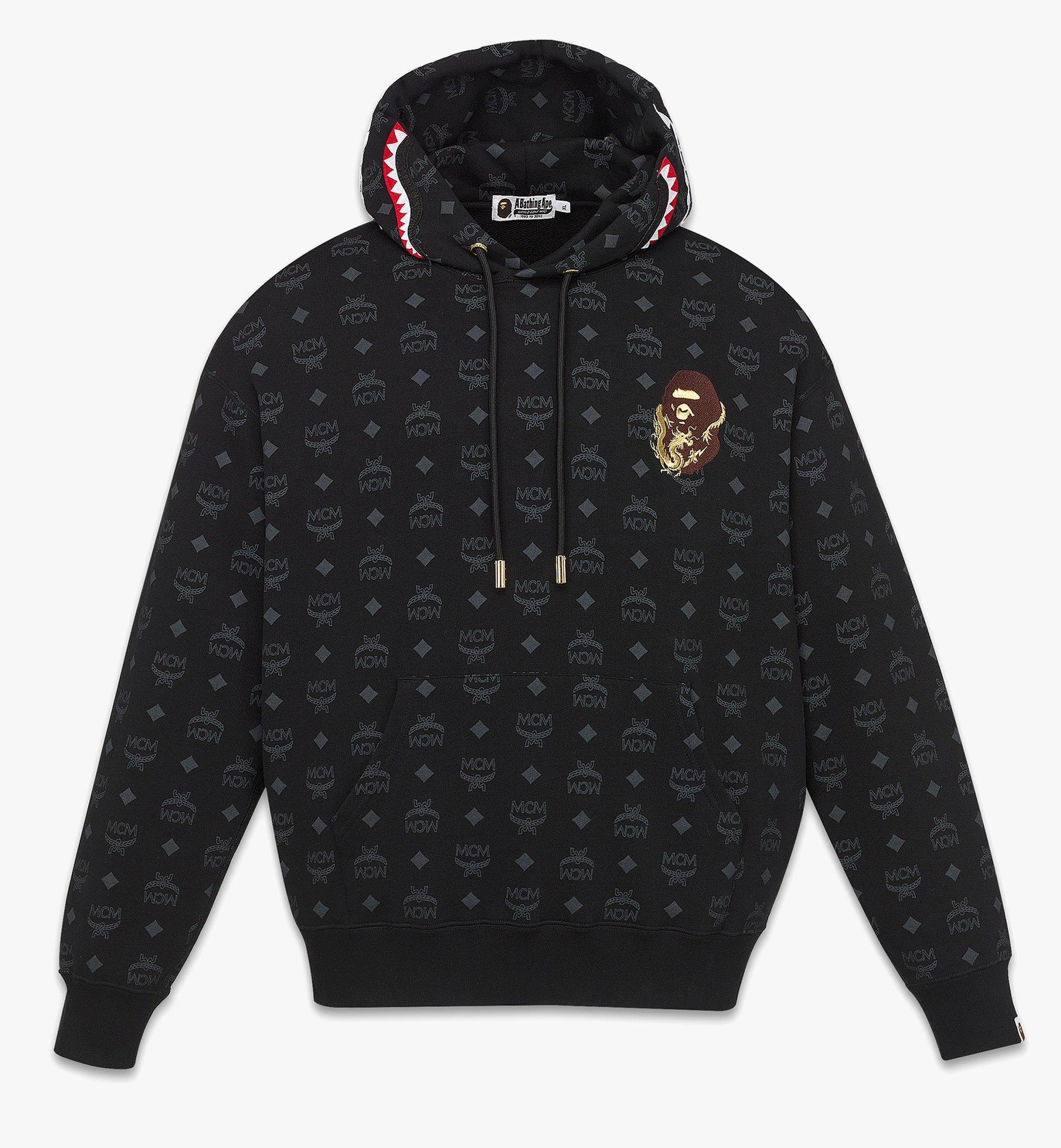 Large MCM x BAPE Monogram Shark Hoodie Cognac