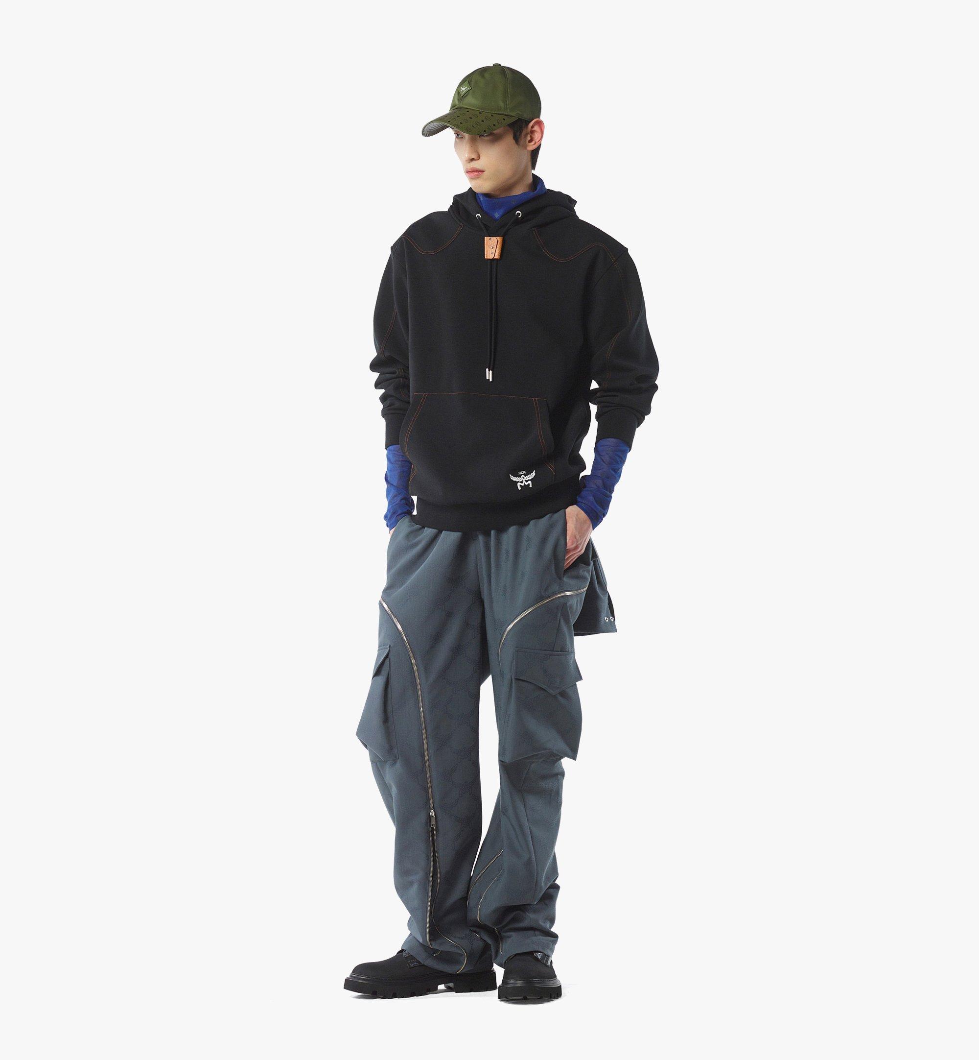 MCM Logo Stitch Ponte Hoodie Black MHAFAMM01BK00M Alternate View 2