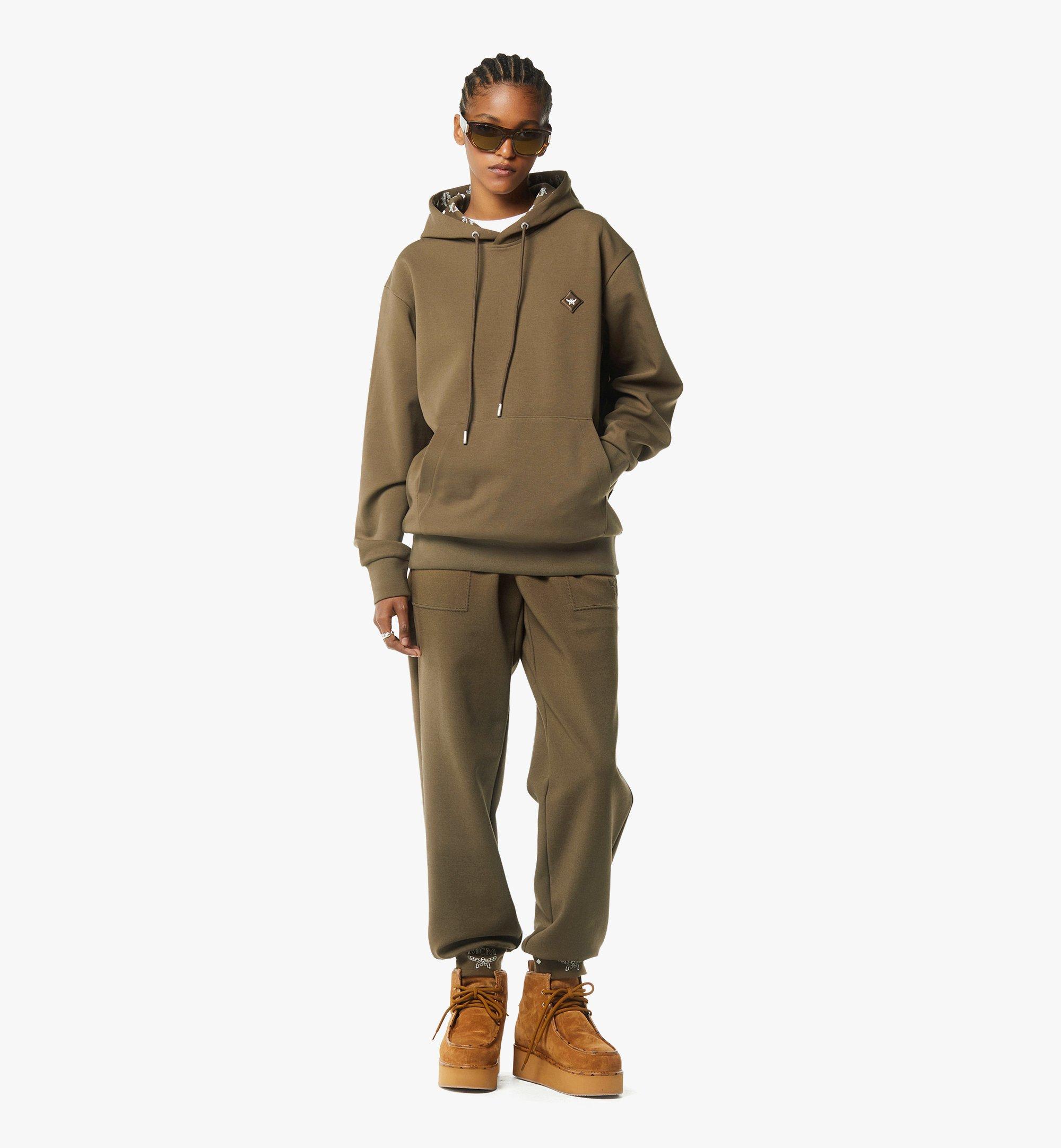 MCM Essential Logo Patch Ponte Hoodie Beige MHAGSBC01GK00L Alternate View 5