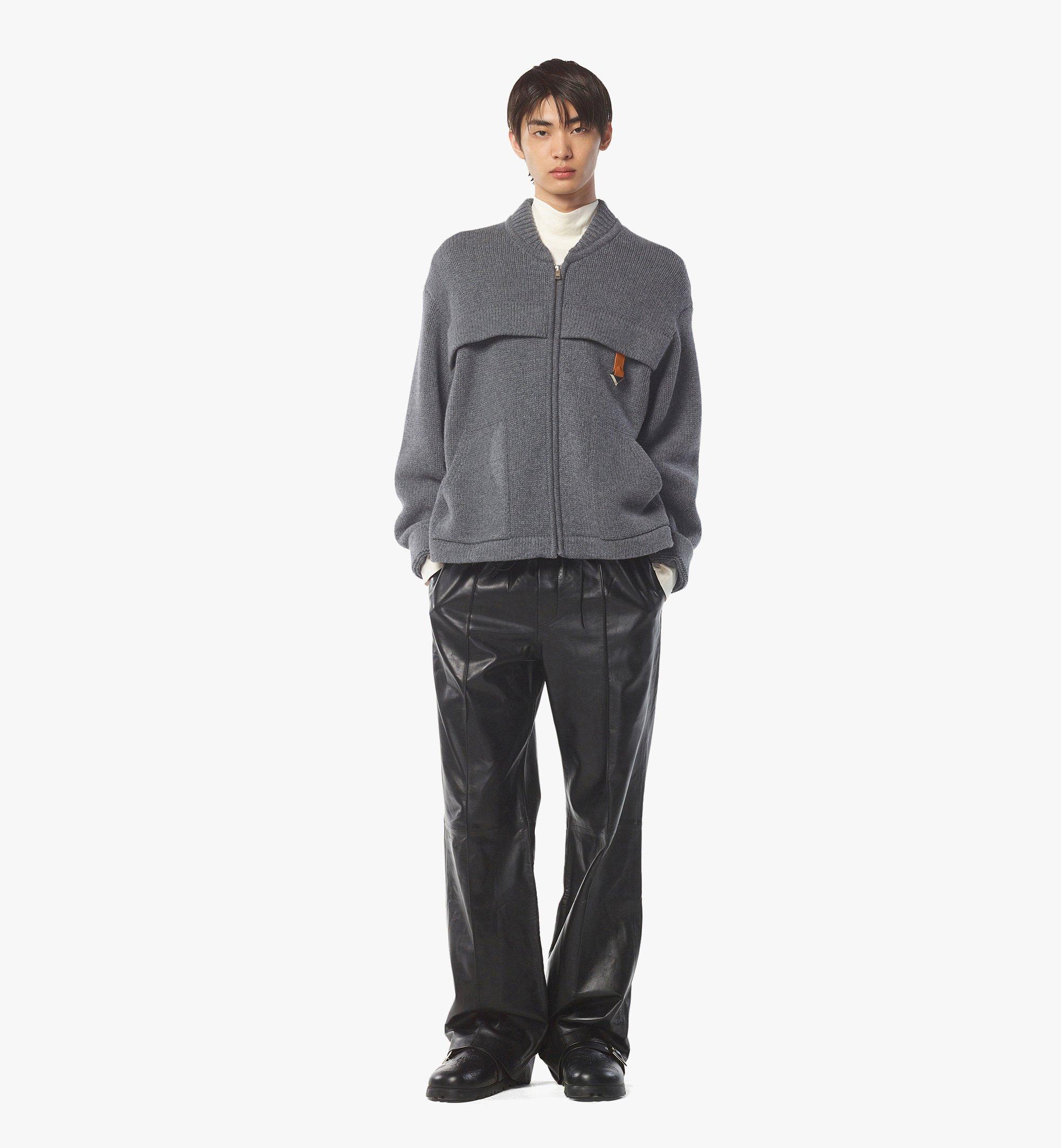 MCM Zip Cardigan in Wool and Recycled Cashmere Grey MHDEAMM01ED00S Alternate View 2