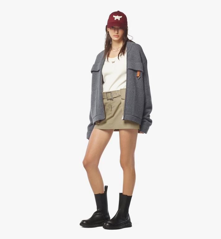 Small Zip Cardigan in Wool and Recycled Cashmere Grey | MCM ®US Small Zip Cardigan in Wool and Recycled Cashmere Grey | MCM ®US