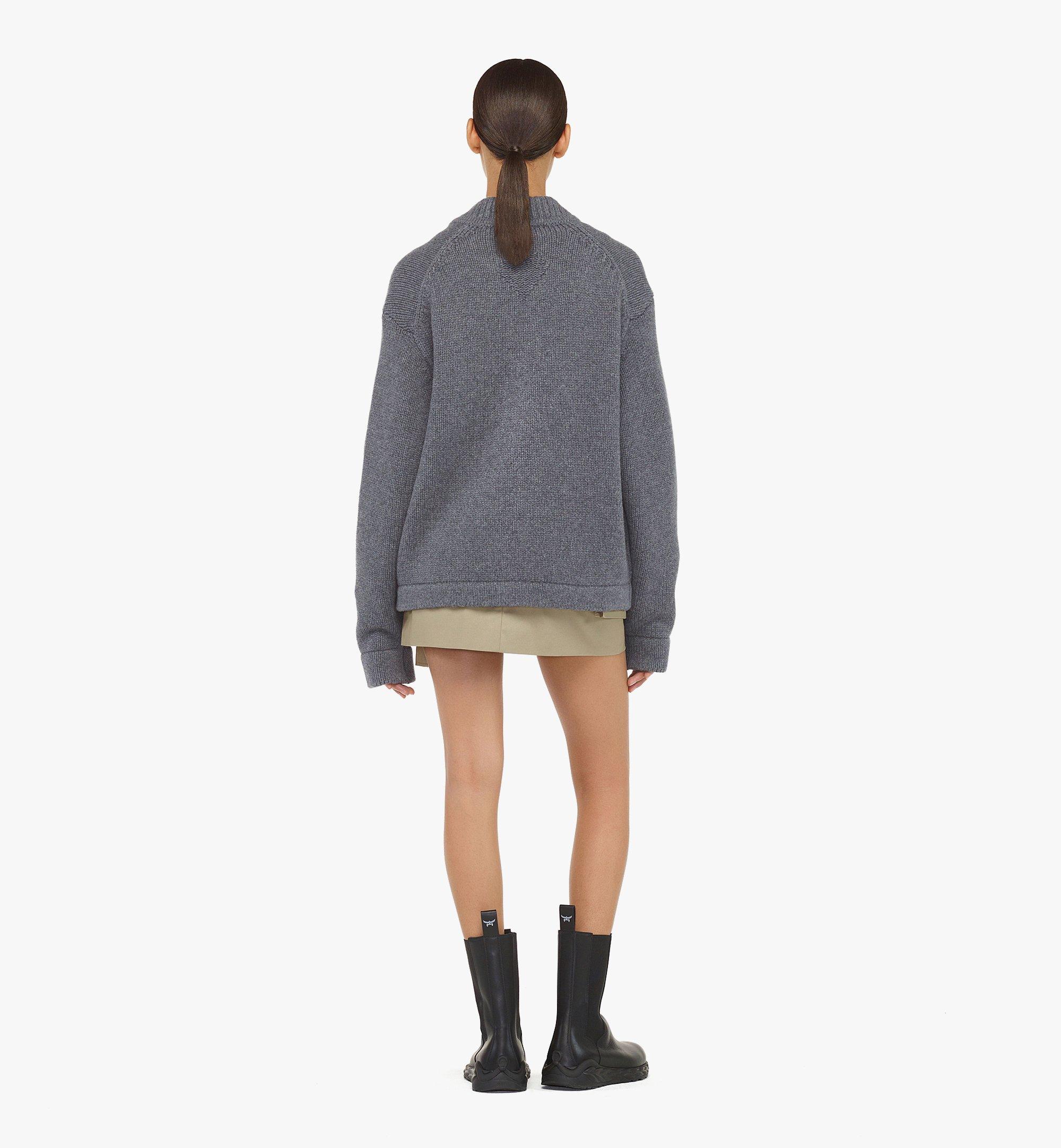 Small Zip Cardigan in Wool and Recycled Cashmere Grey | MCM ®US