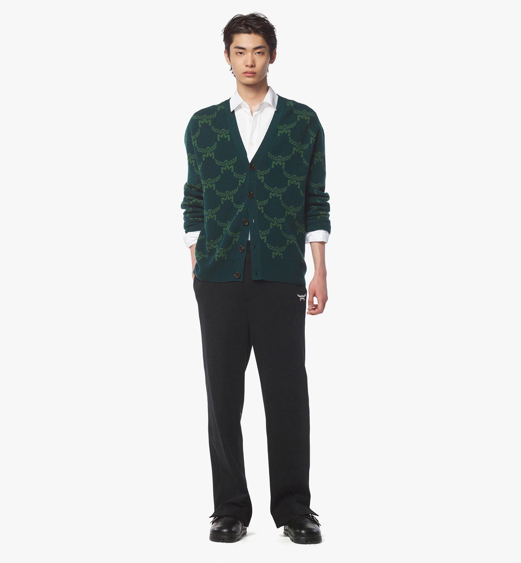 MCM Lauretos Cardigan in Wool and Recycled Cashmere Green MHDEAMM02G000L Alternate View 2