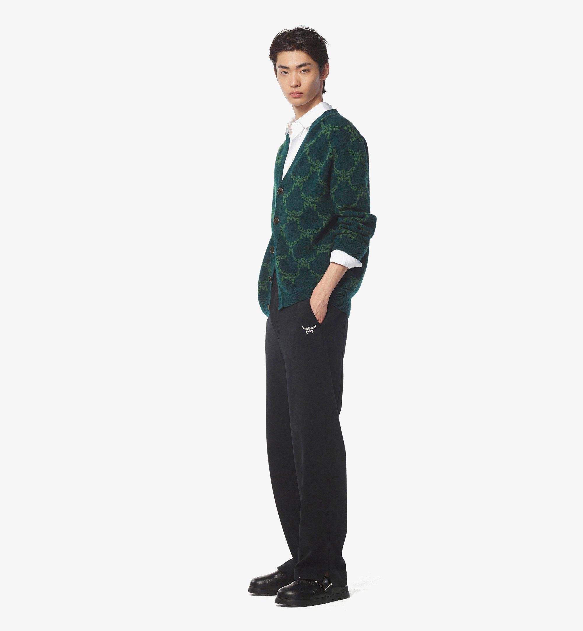 MCM Lauretos Cardigan in Wool and Recycled Cashmere Green MHDEAMM02G000L Alternate View 2