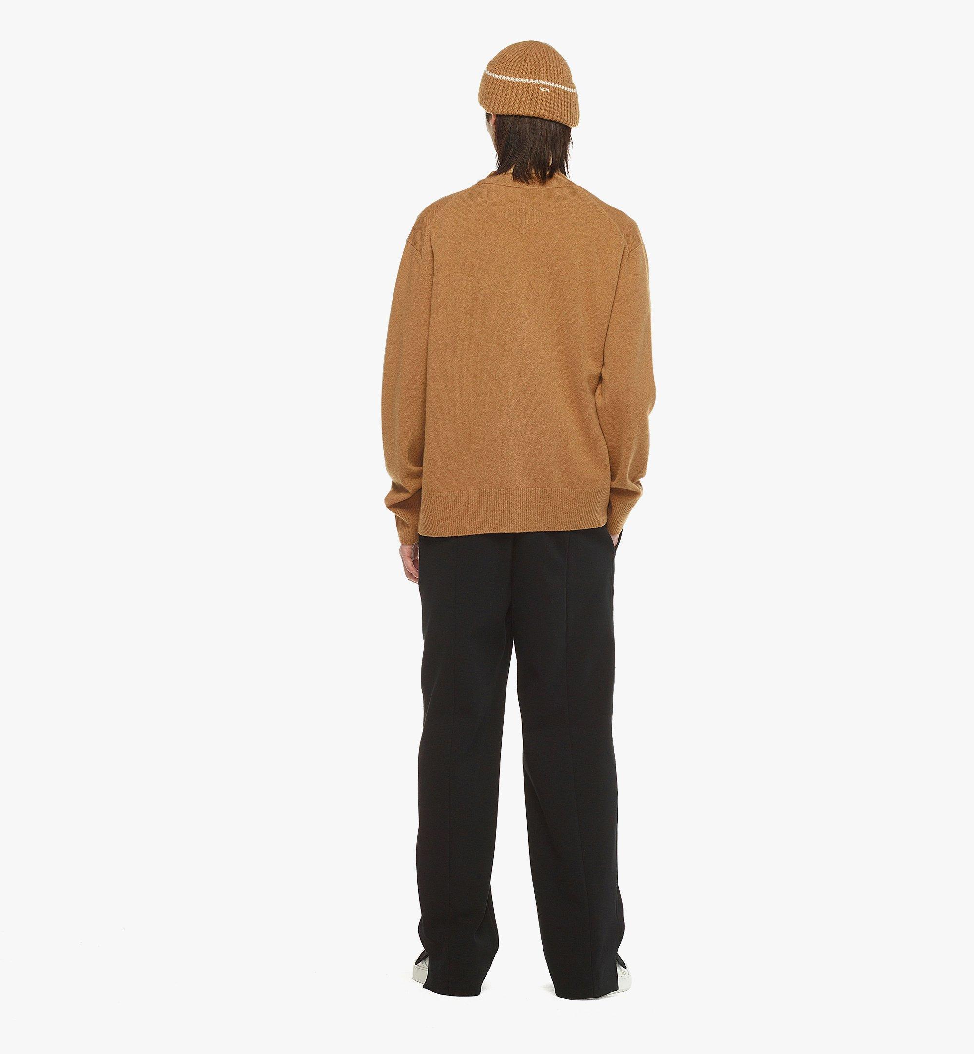 MCM Laurel Cardigan in Wool and Recycled Cashmere Cognac MHDESMM01CO00M Alternate View 3