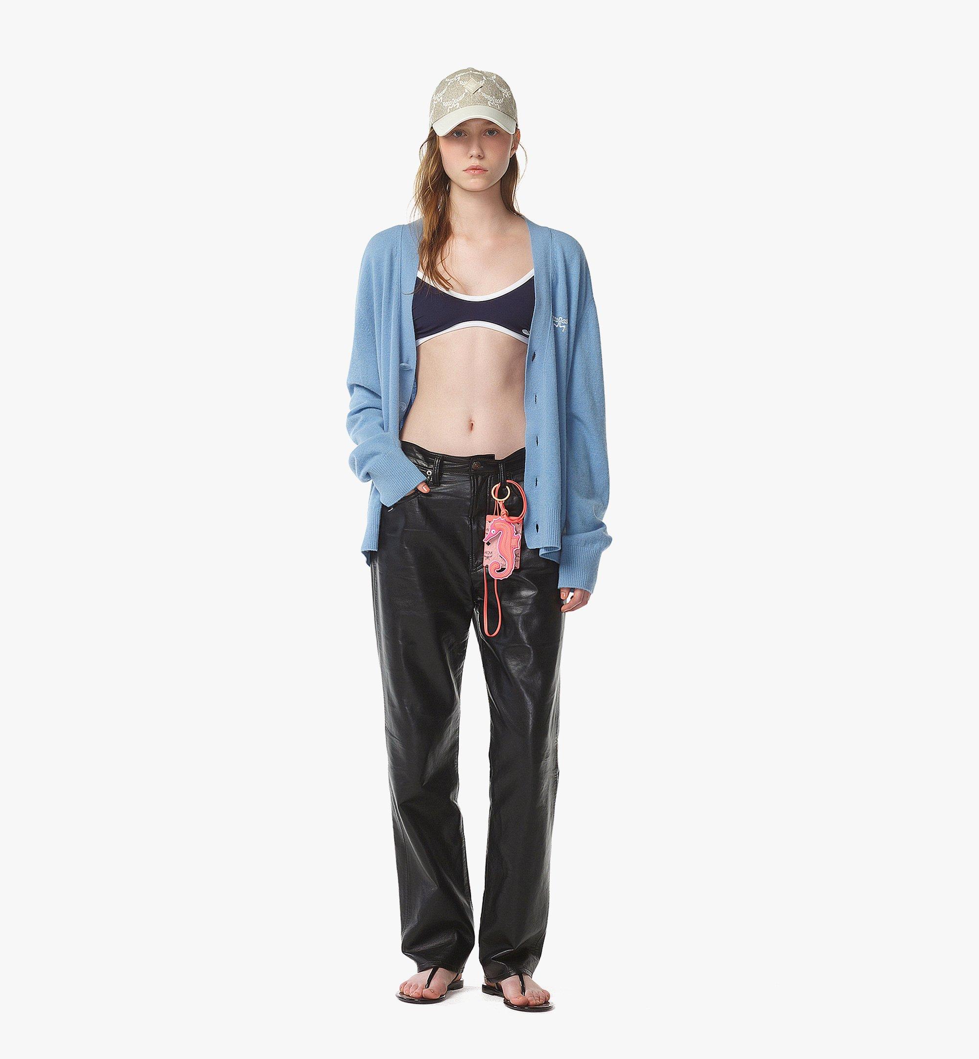 MCM Cardigan à laurier en laine et cachemire recyclé Blue MHDESMM01L80XL Plus de photos 2