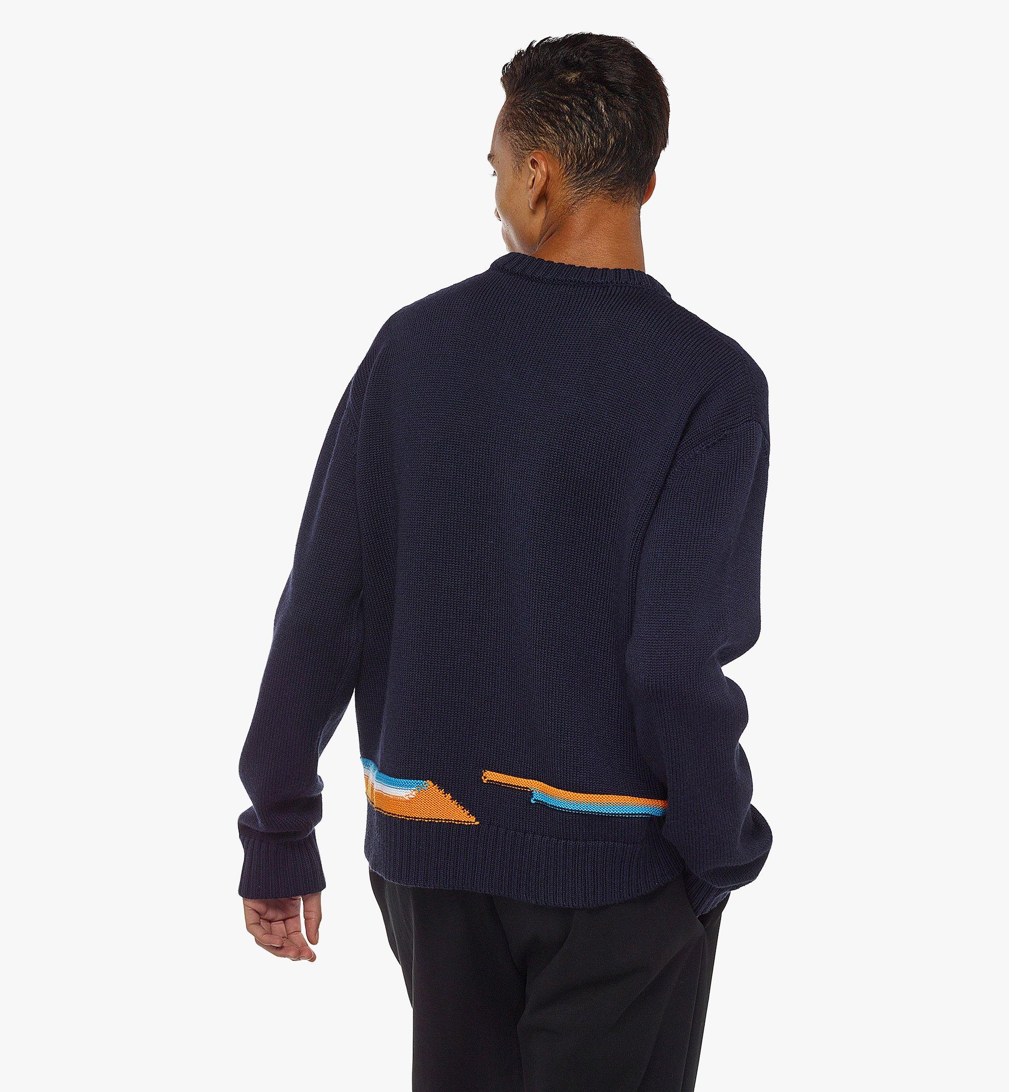 MCM Men’s Intarsia M Pup Sweater in Wool Blue MHECAMM02L30XL Alternate View 2
