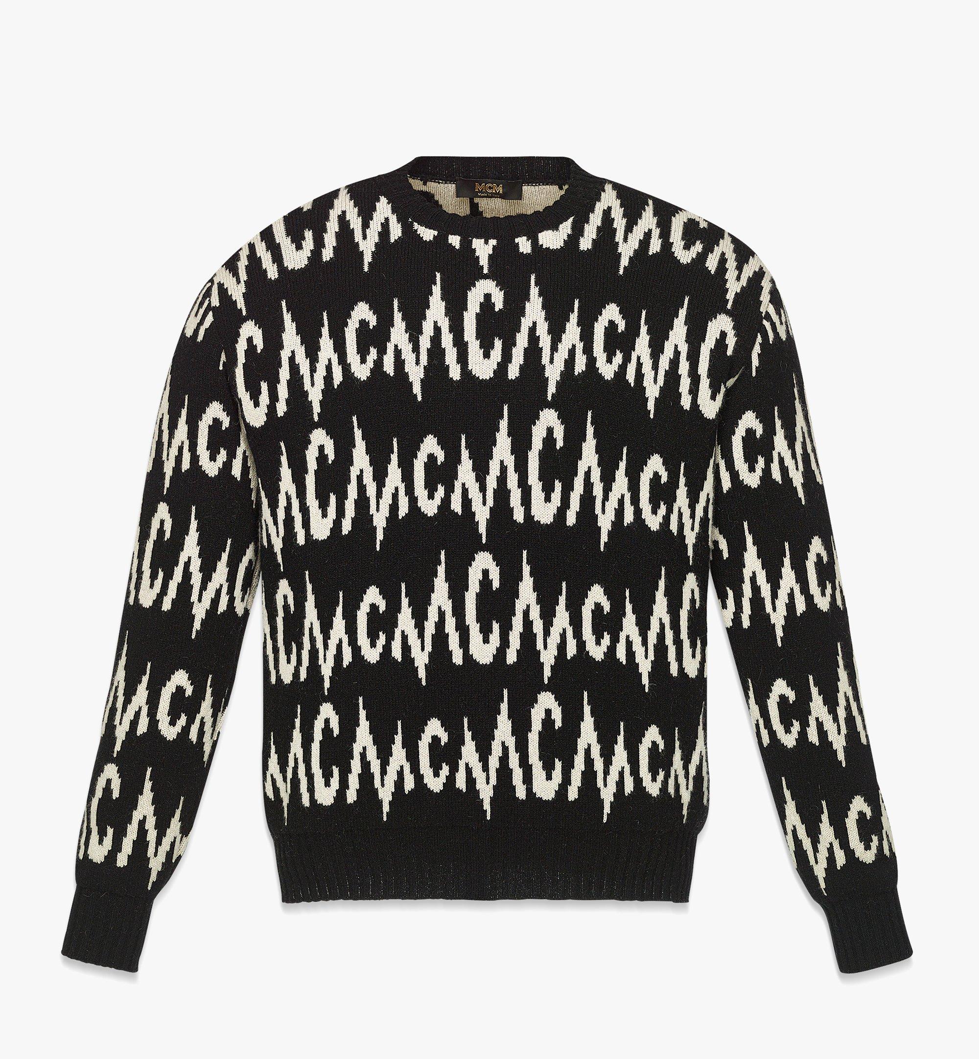 MCM Monogram Jacquard Sweater in Recycled Cashmere Beige MHEDAMM03B90XL Alternate View 1