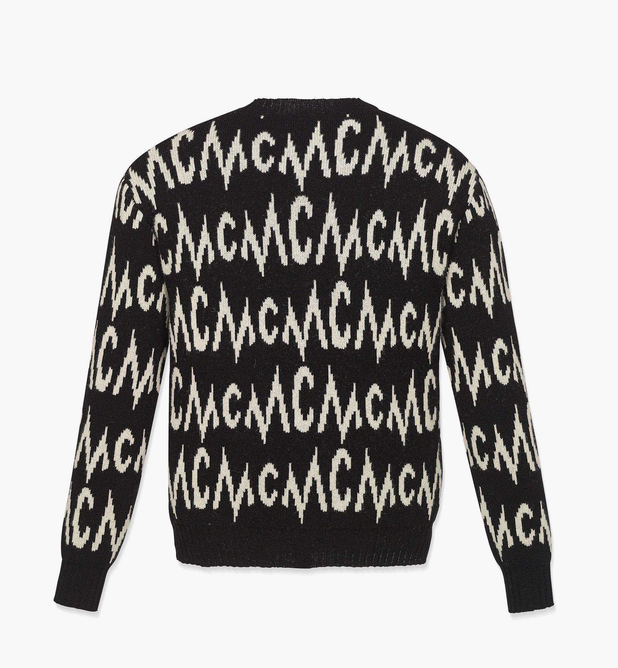 MCM Monogram Jacquard Sweater in Recycled Cashmere Beige MHEDAMM03B90XL Alternate View 1
