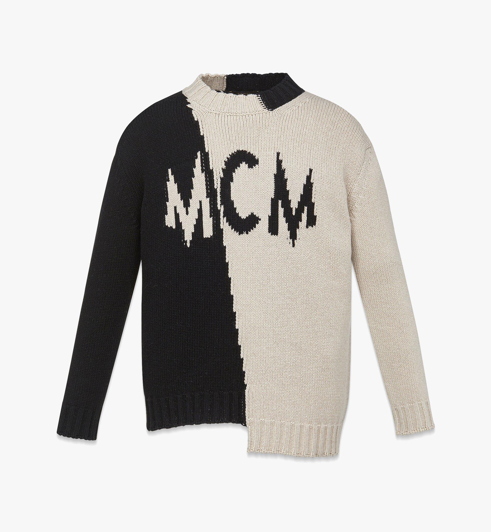 MCM Contrast Logo Sweater in Recycled Cashmere Beige MHEDAMM04B900L Alternate View 1