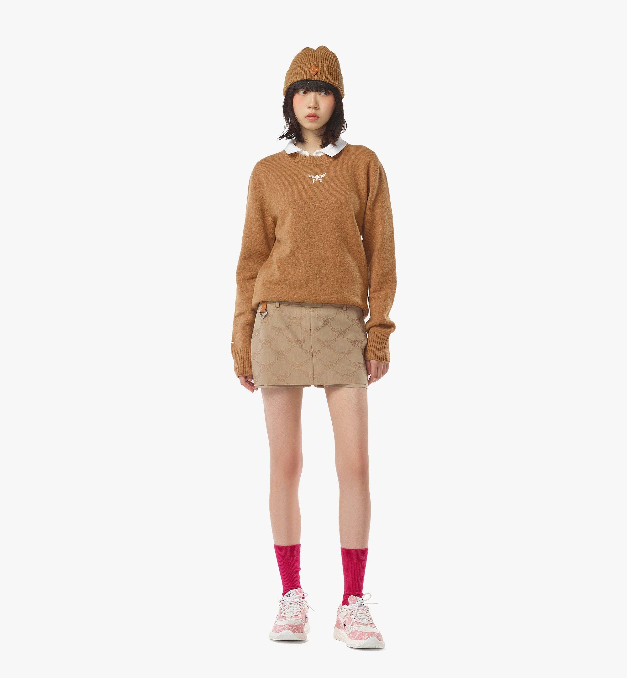 MCM Laurel Sweater in Wool and Recycled Cashmere Cognac MHEESMM01CO00M Alternate View 2