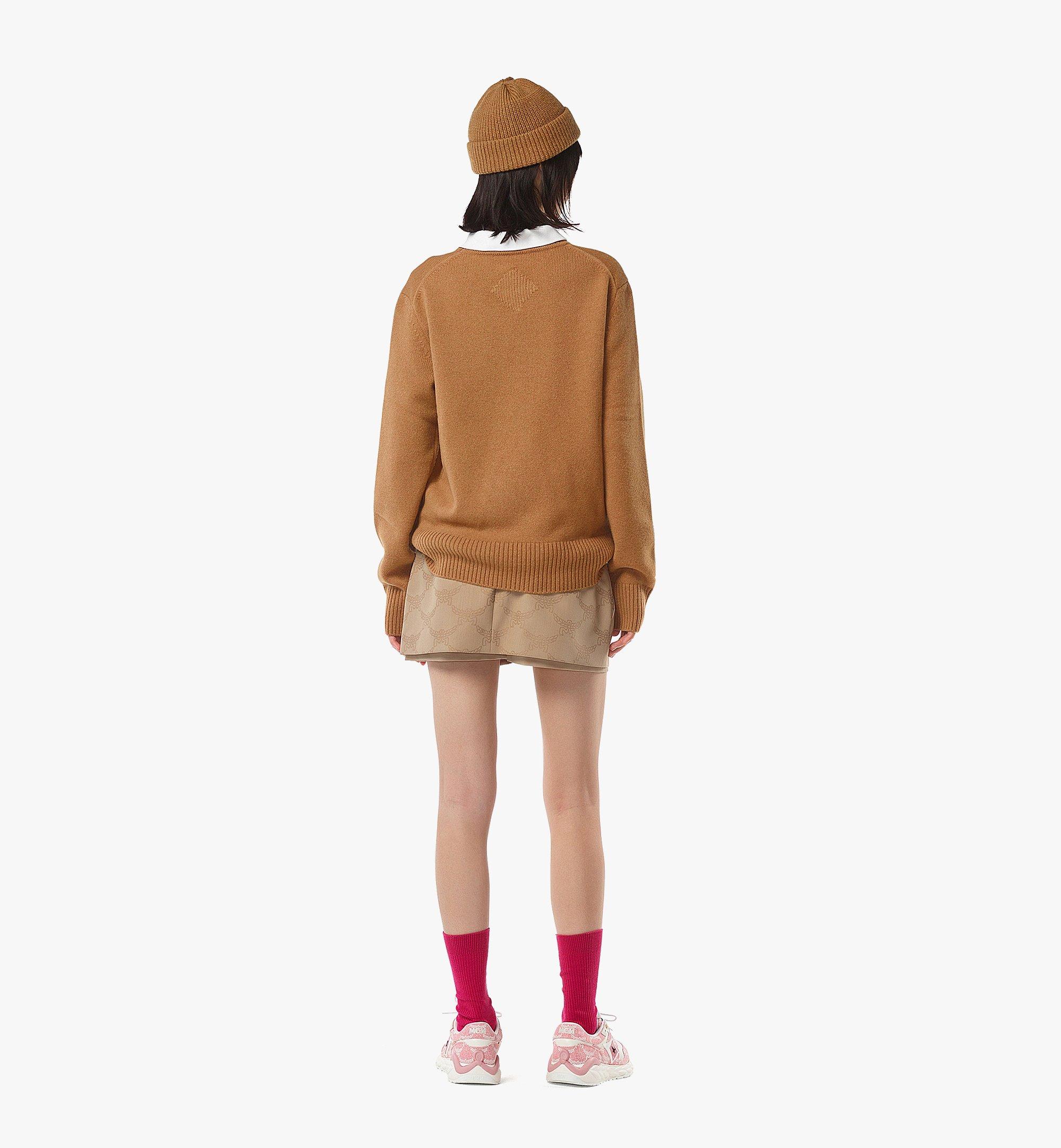 MCM Laurel Sweater in Wool and Recycled Cashmere Cognac MHEESMM01CO00M Alternate View 3