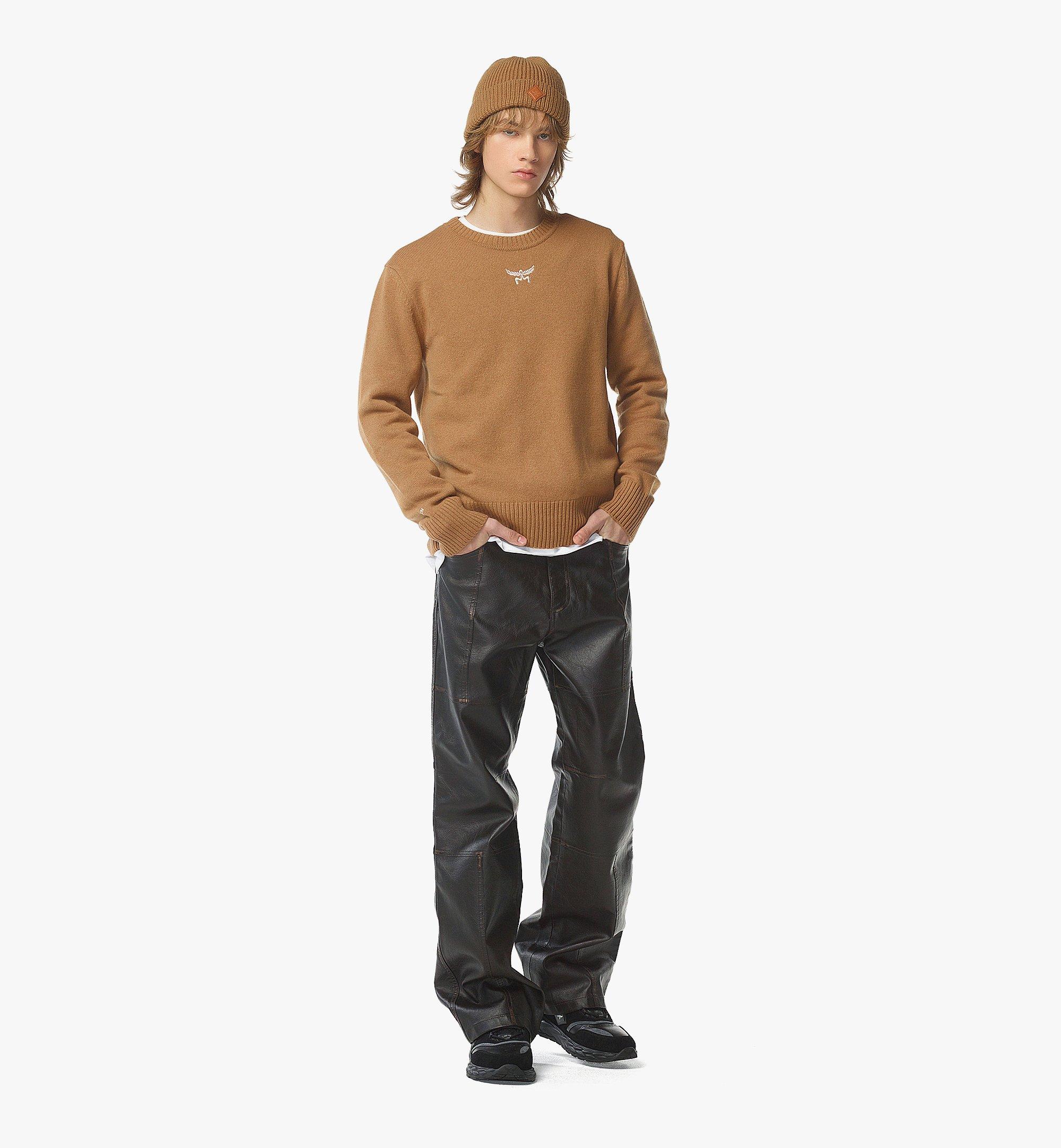 MCM Laurel Sweater in Wool and Recycled Cashmere Cognac MHEESMM01CO00M Alternate View 4