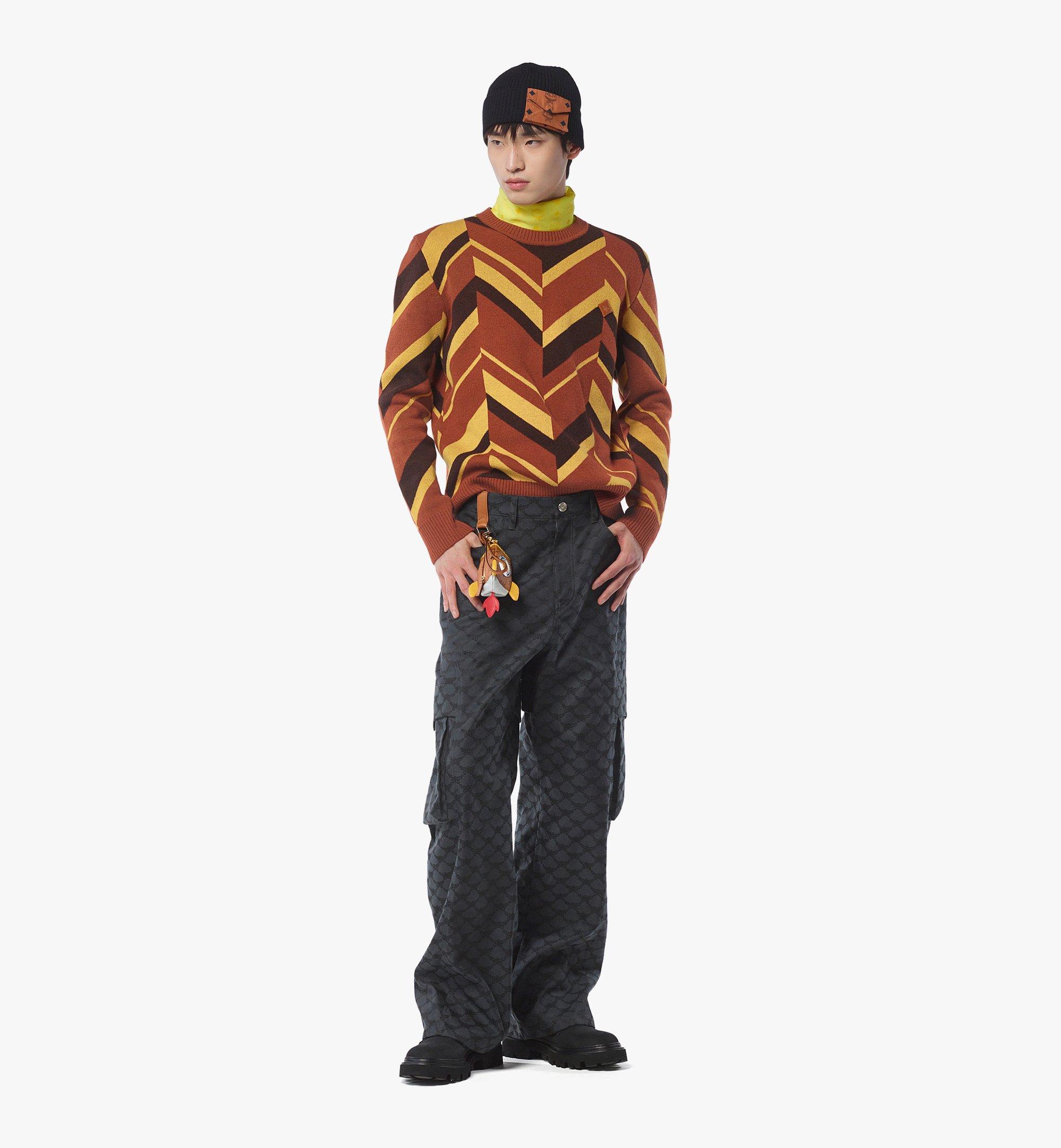 MCM Pullover aus Woll-Kaschmir-Jacquard mit Mega-Fischgrätmuster Gold MHEFAMM01Y000M Noch mehr sehen 2