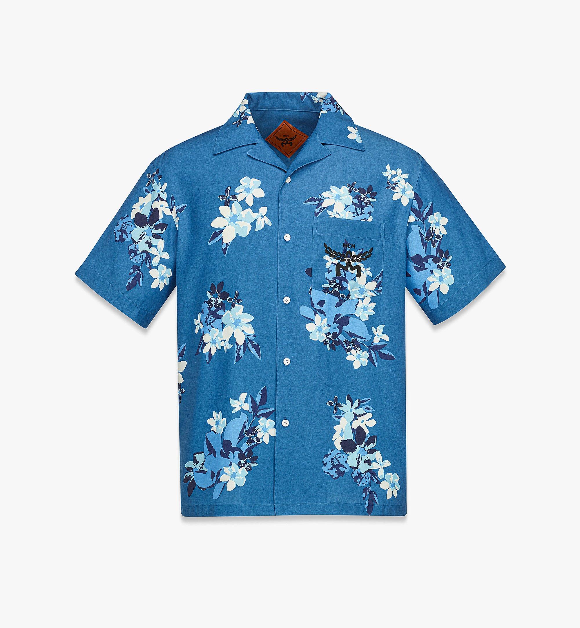 Shop Mcm Floral Print Shirt In New Munich Blue