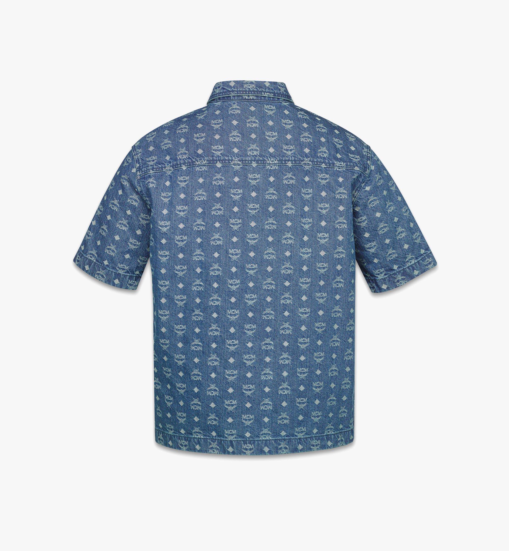 46 IT Monogram Shirt in Denim Jacquard Blue | MCM ®US