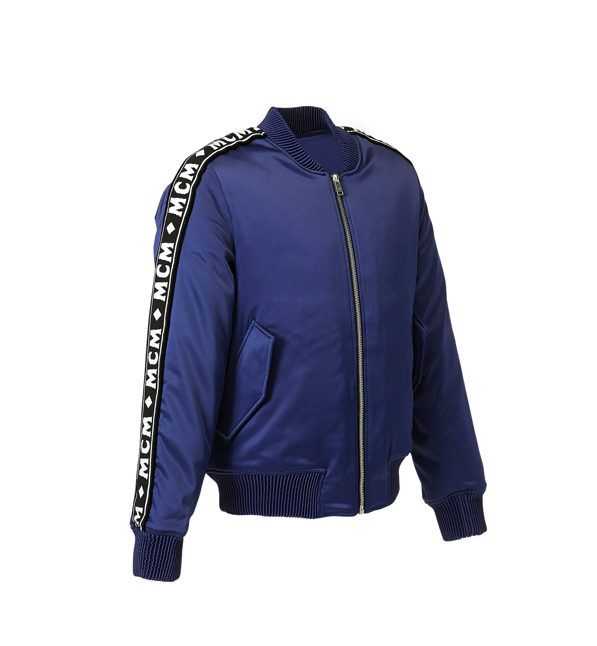 MCM Men's Logo Tape Satin Bomber Jacket  MHJ8AMM35VA00S Alternate View 1